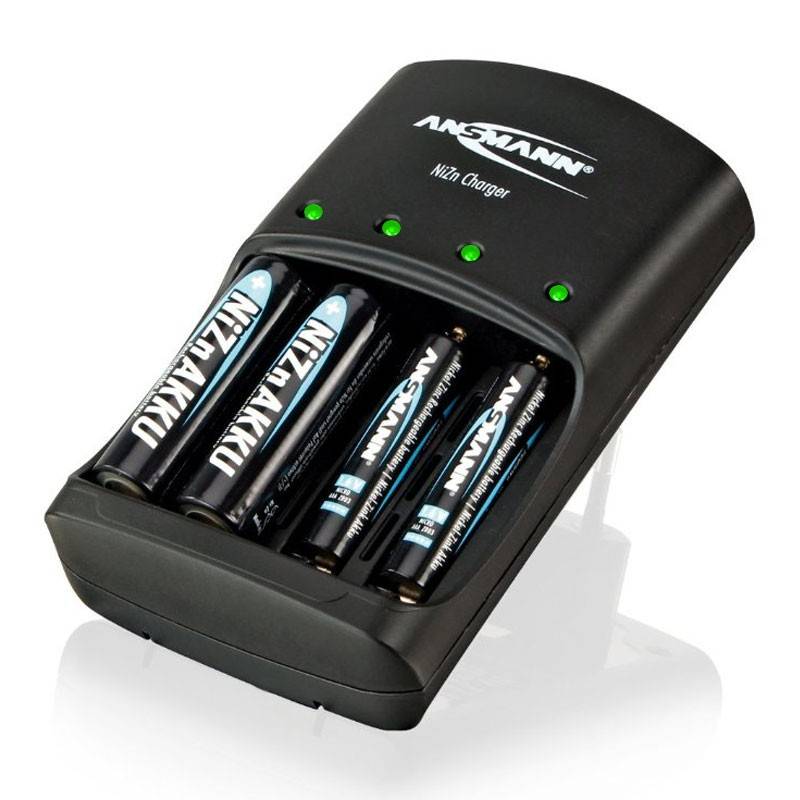 Ansmann Schnell-Ladegerät für NiZn 1,6 Volt Akku mit 4x 2500mWh Mignon AA