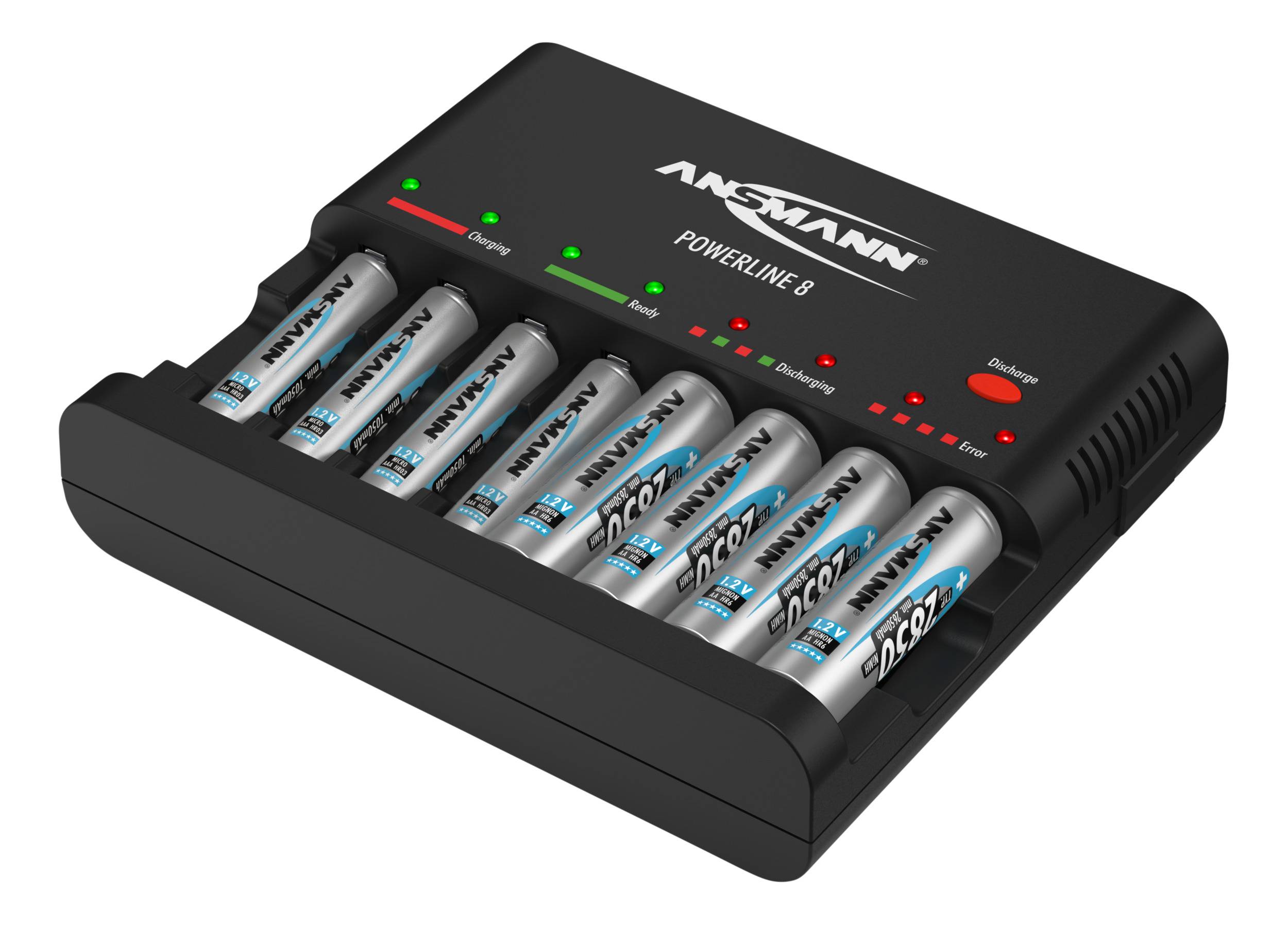 Ansmann Powerline 8 für 1-8 AA / AAA Akkus , ohne USB-Ladebuchse 1001-0006