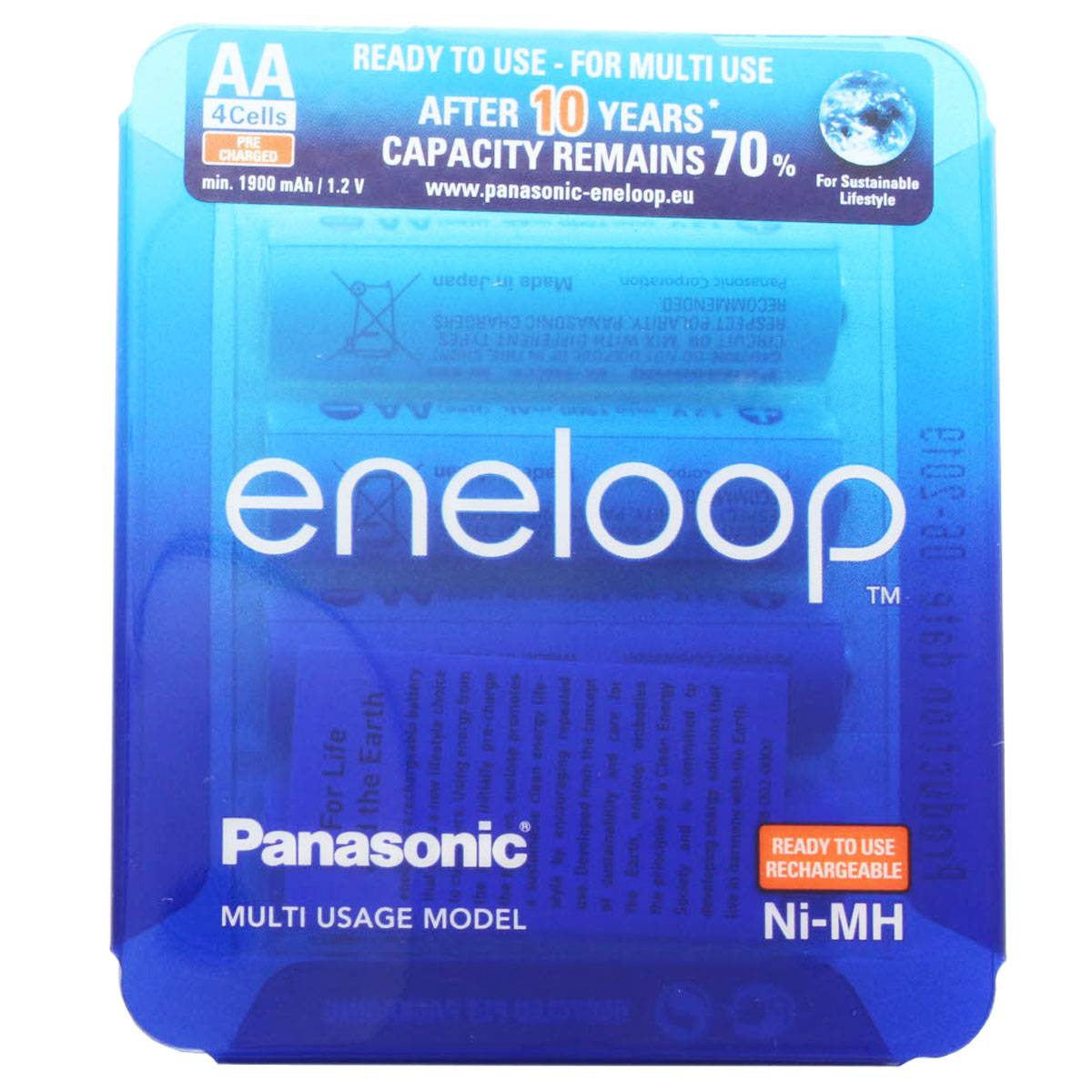 Panasonic eneloop Standard (ehem. Sanyo eneloop Standard) HR-3UTGB-4BP Case AA Mignon-Akku 4-er Pack mit Case