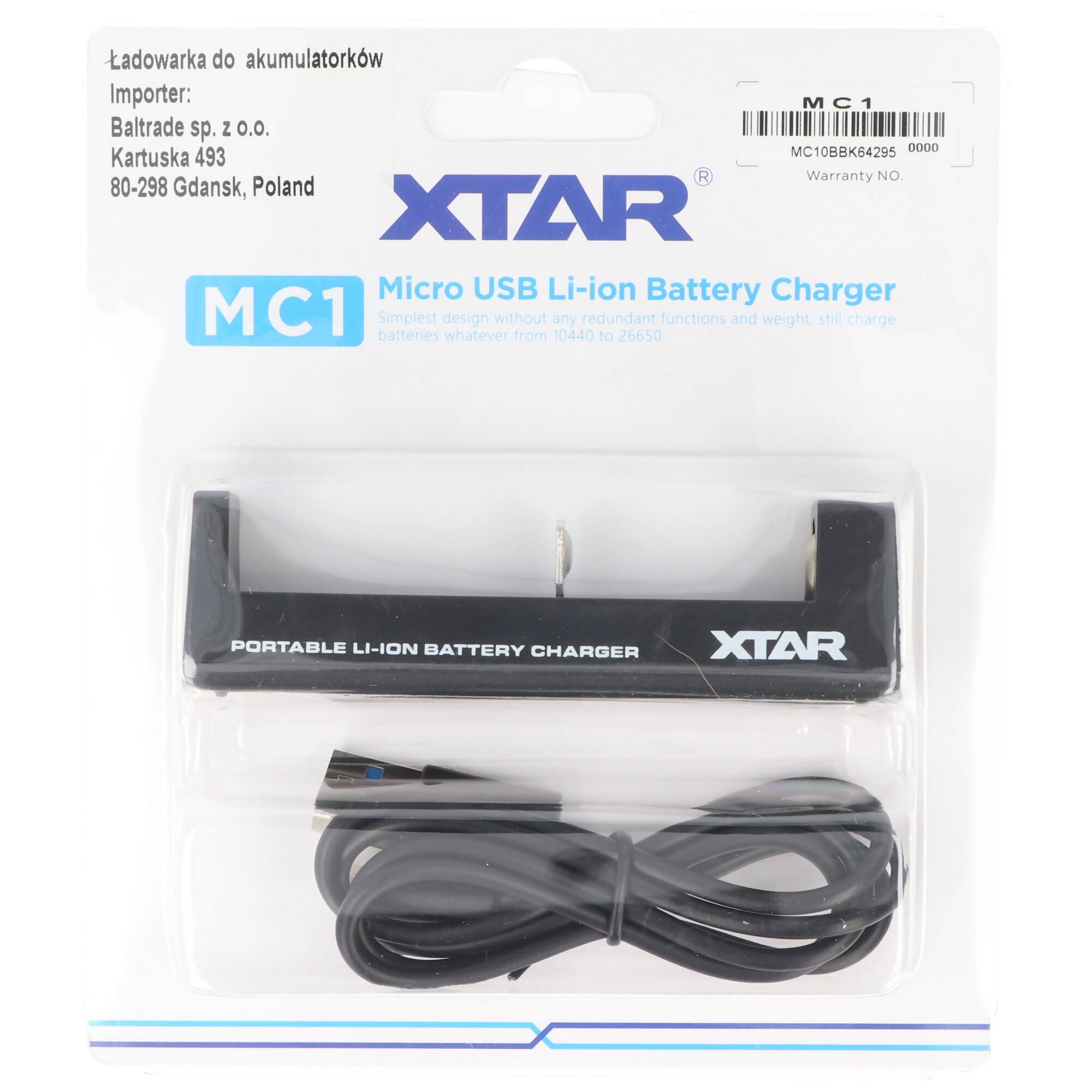 1-Schacht USB-Ladegerät mit bis zu 0,5Ah Ladestrom, Ladegerät mit Micro-USB Anschluss