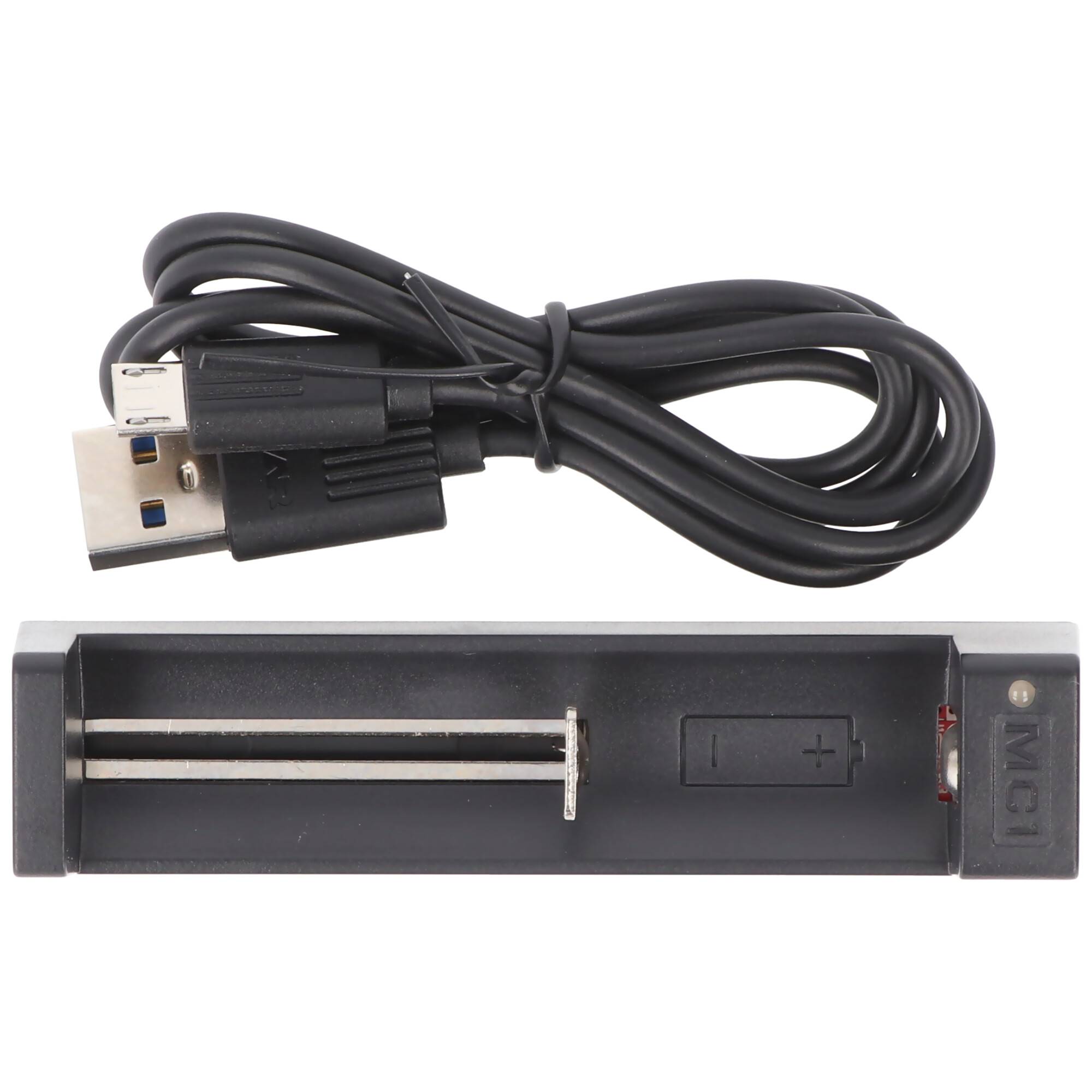 1-Schacht USB-Ladegerät mit bis zu 0,5Ah Ladestrom, Ladegerät mit Micro-USB Anschluss