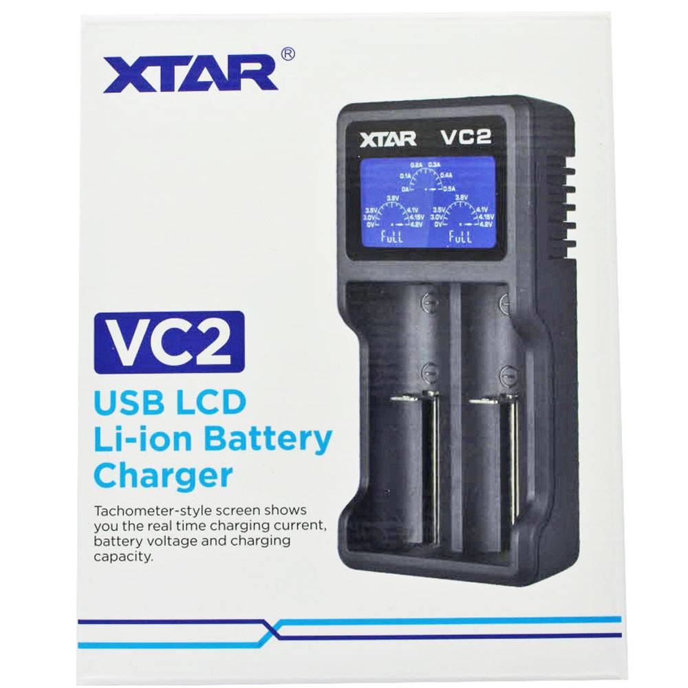 2-Schacht USB-Ladegerät mit großem Display, mit bis zu 0,5Ah Ladestrom