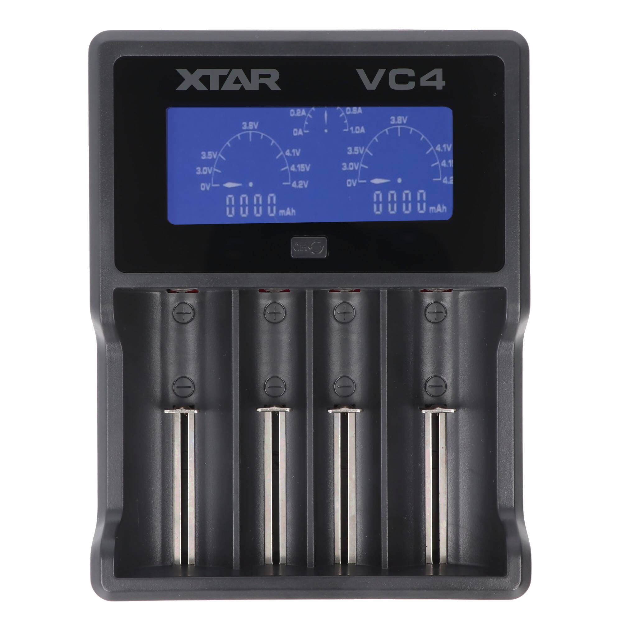 VC4 4-Kanal Li-Ion und NiMH LCD Schnellladegerät mit Einzelkanalsterung für 18650, AA, AAA, C und D