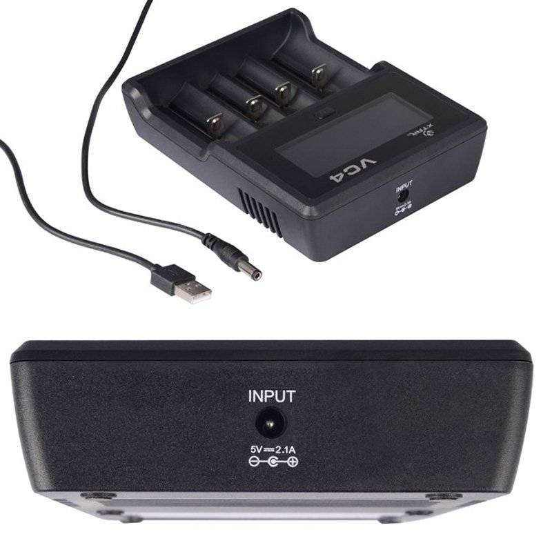 VC4 4-Kanal Li-Ion und NiMH LCD Schnellladegerät mit Einzelkanalsterung für 18650, AA, AAA, C und D