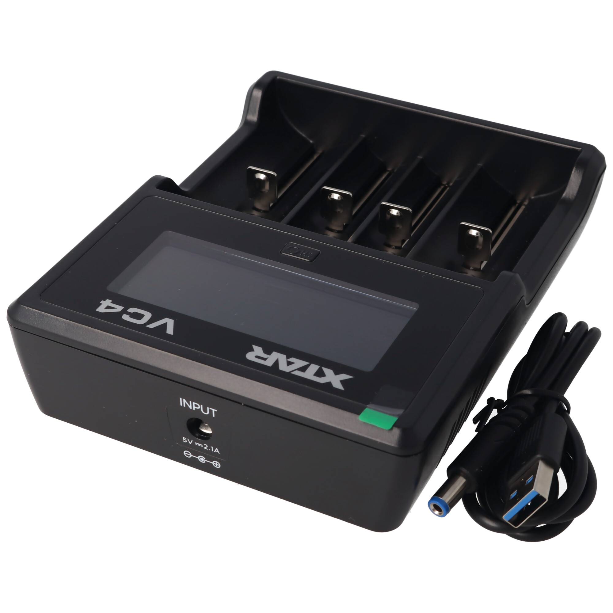 Ladegerät und Panasonic Akku passend für icucam 4, icucell 18650, 3400mAh Lithium Ionen, 3 Stück pro Set