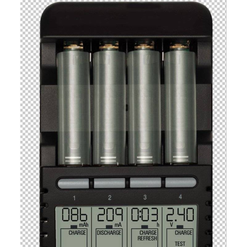 ALPHA700 Schnellladegerät mit LCD-Display inkl. 4x Sanyo HR-4UTG