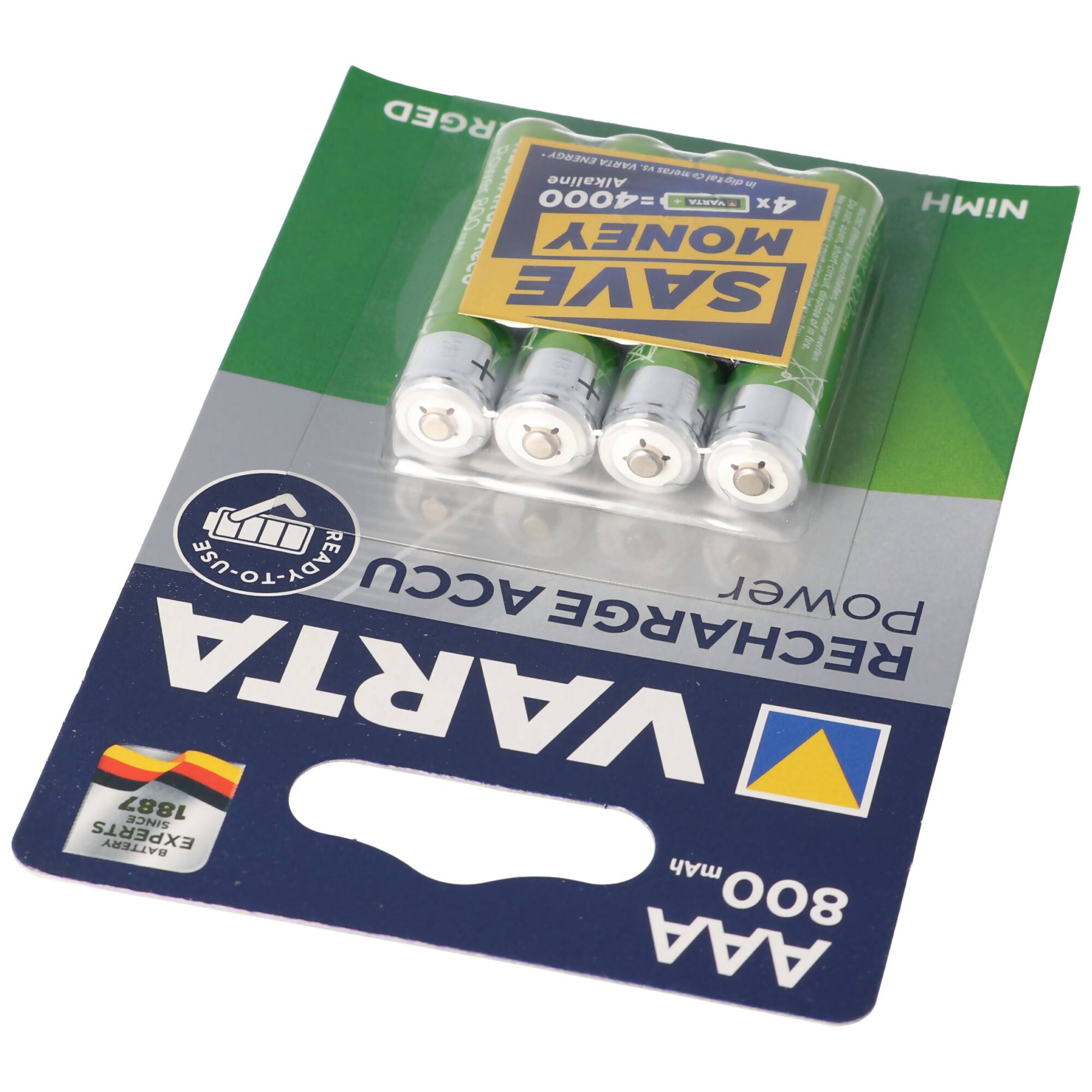 VARTA Ready2use Akku Micro/AAA 56703 800mAh 4er Pack 4008496550616