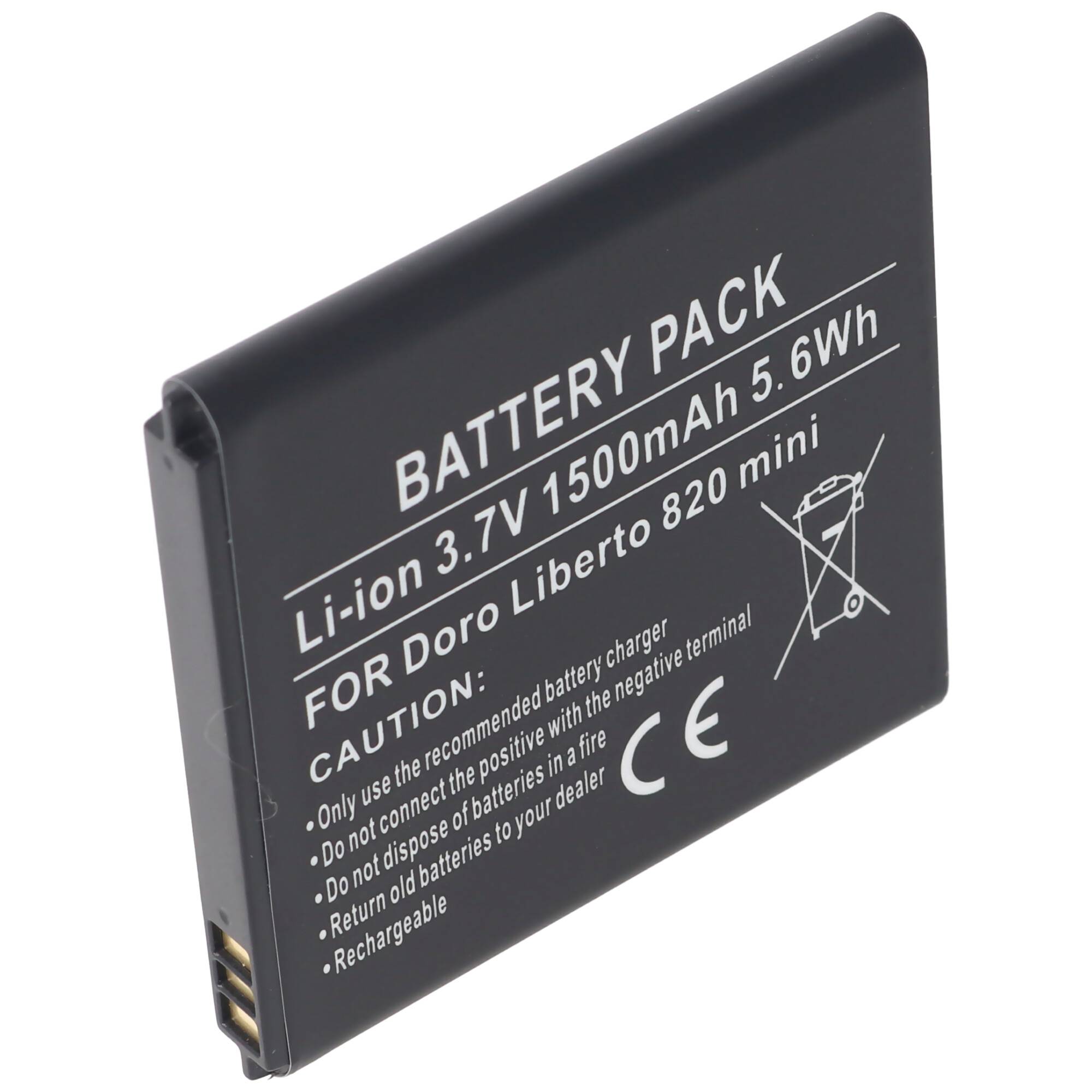 Schwarzer wiederaufladbarer Li-Ionen-Akku mit der Bezeichnung „3,7V 1500mAh 5,6Wh