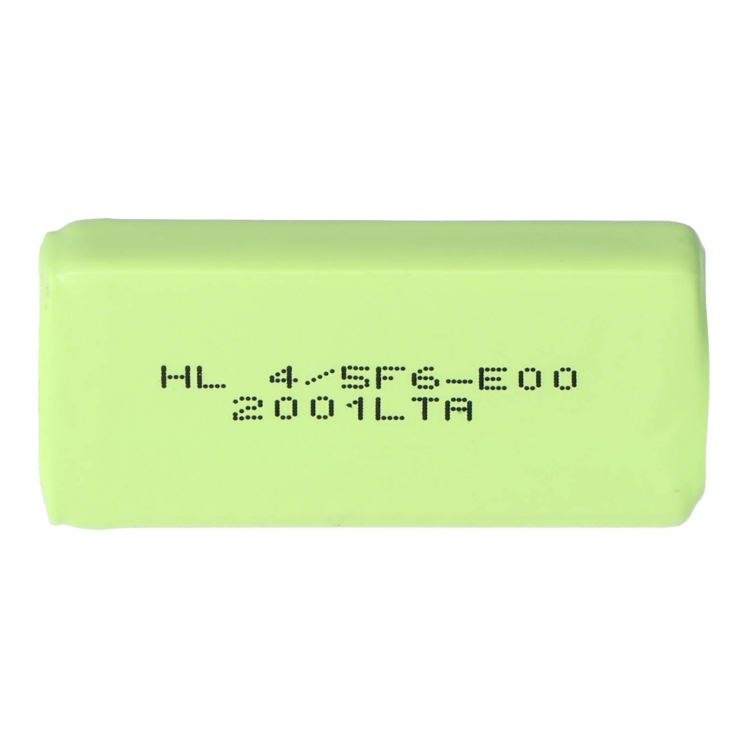 Hellgrünes rechteckiges Batteriepack mit aufgedrucktem Code „HL 4-5F6-E00 2001LTA