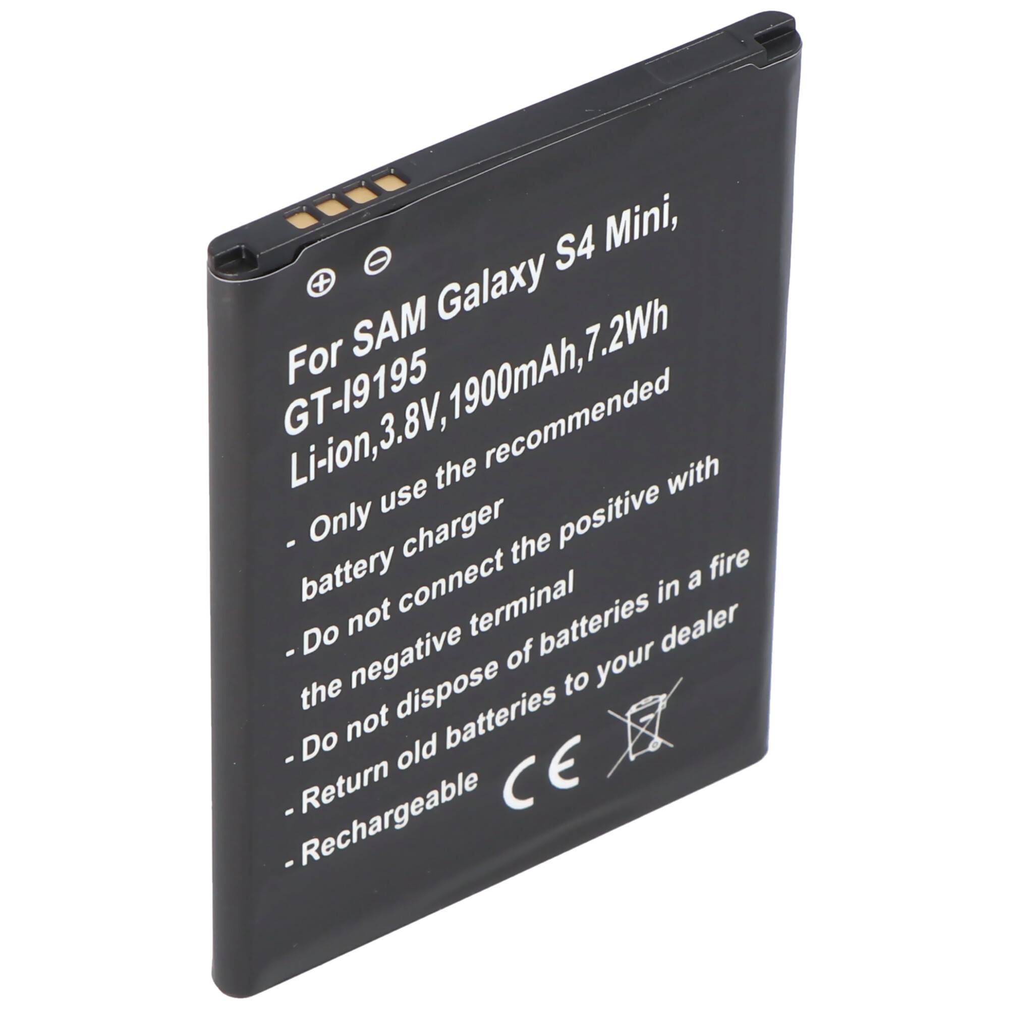 Samsung Galaxy S4 Mini Nachbau Akku, Samsung GT-I9195, Samsung GT-I9190, Samsung GT-I9192, B500BE mit NFC von AccuCell