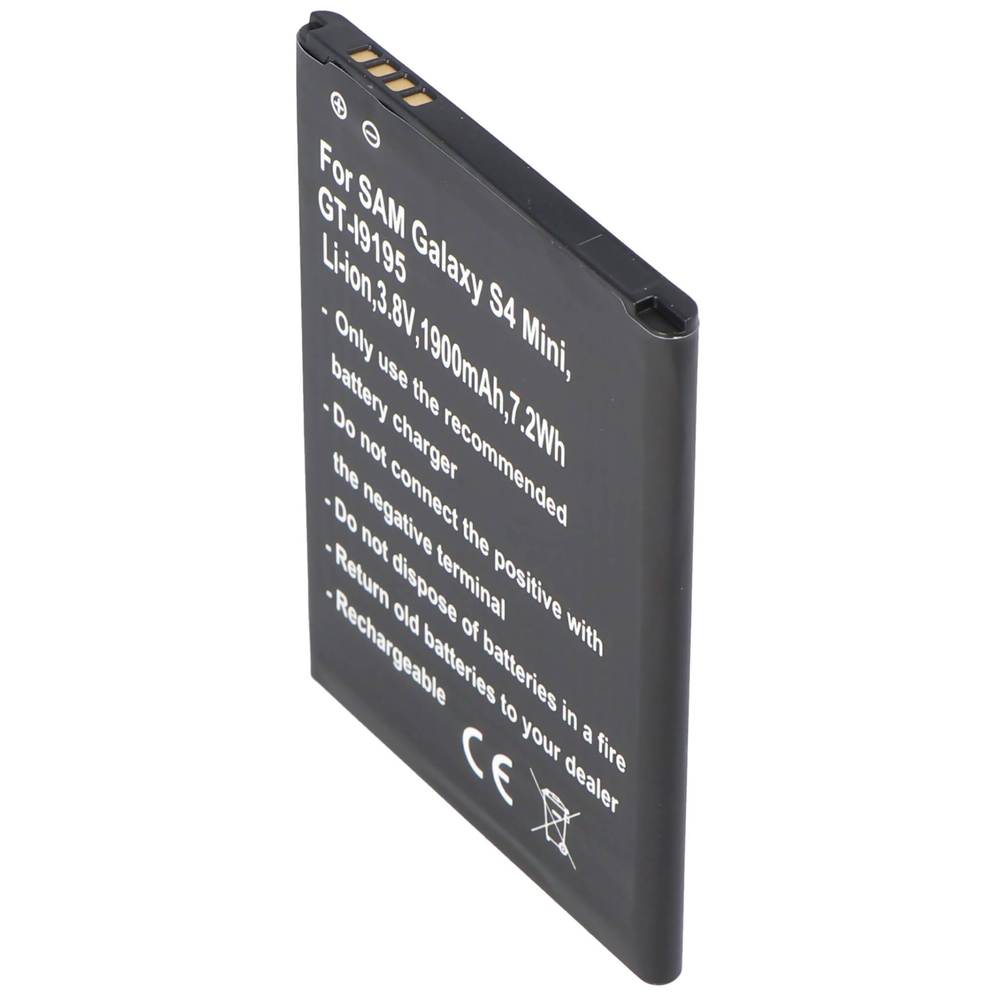 Samsung Galaxy S4 Mini Nachbau Akku, Samsung GT-I9195, Samsung GT-I9190, Samsung GT-I9192, B500BE mit NFC von AccuCell