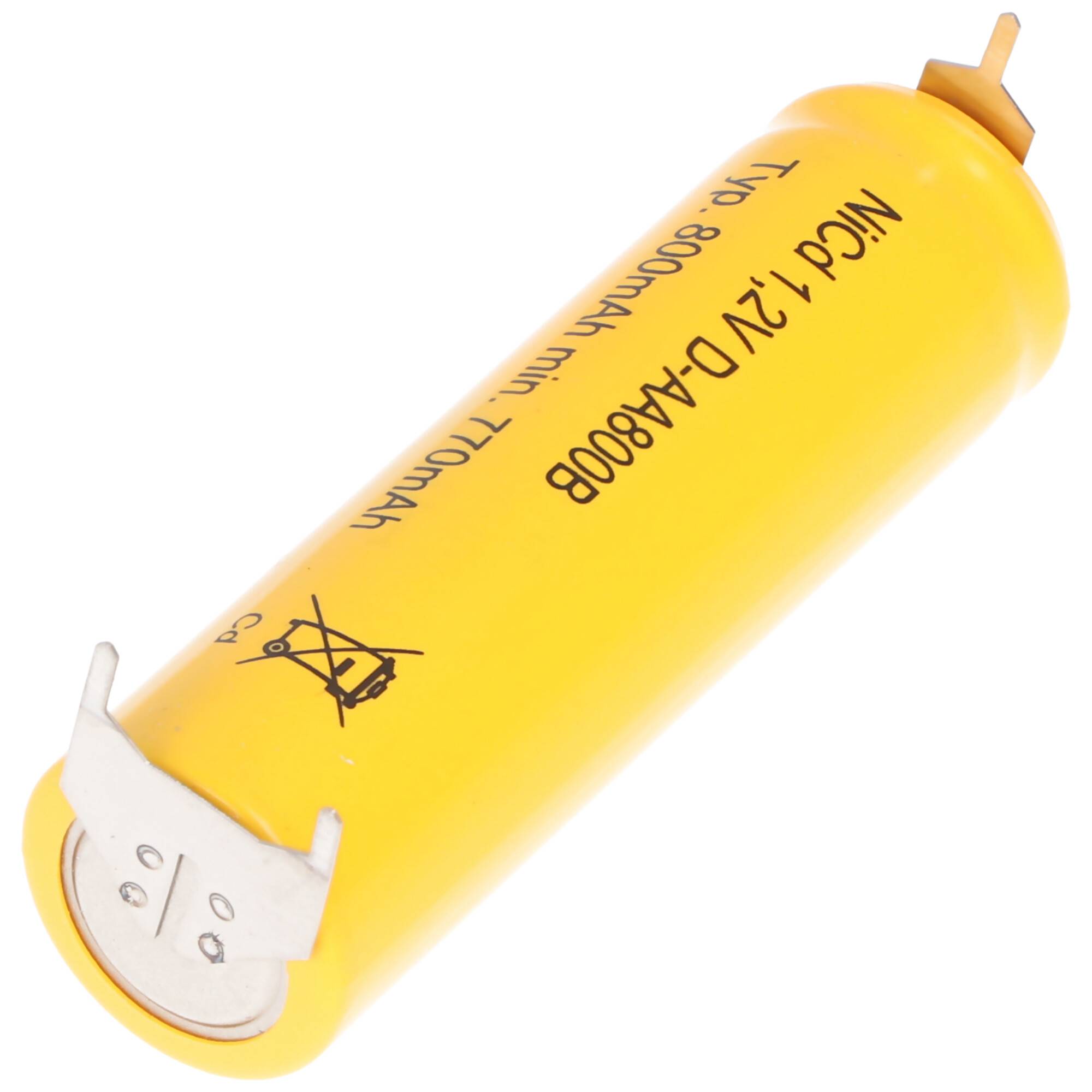 AccuCell Flat Top NiCd Akku 1,2V 780mAh / AA Lötfahne 3-er Print + / -- passend für Notstromanwendungen