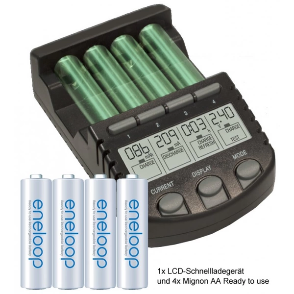 Panasonic eneloop Standard (ehem. Sanyo eneloop Standard) Mignon AA HR-3UTGA und AccuCell LCD-Ladegerät Panasonic eneloop Standard (ehem. Sanyo eneloop Standard) Mignon AA HR-3UTGA und AccuCell LCD-Ladegerät
