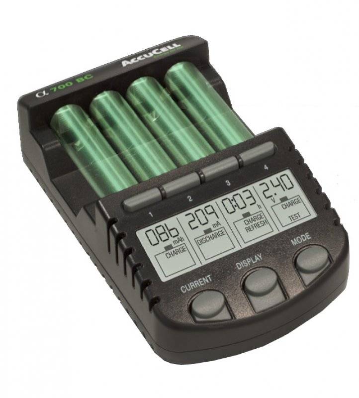 ALPHA700 Schnellladegerät mit LCD-Display inkl. 4x Sanyo HR-4UTG