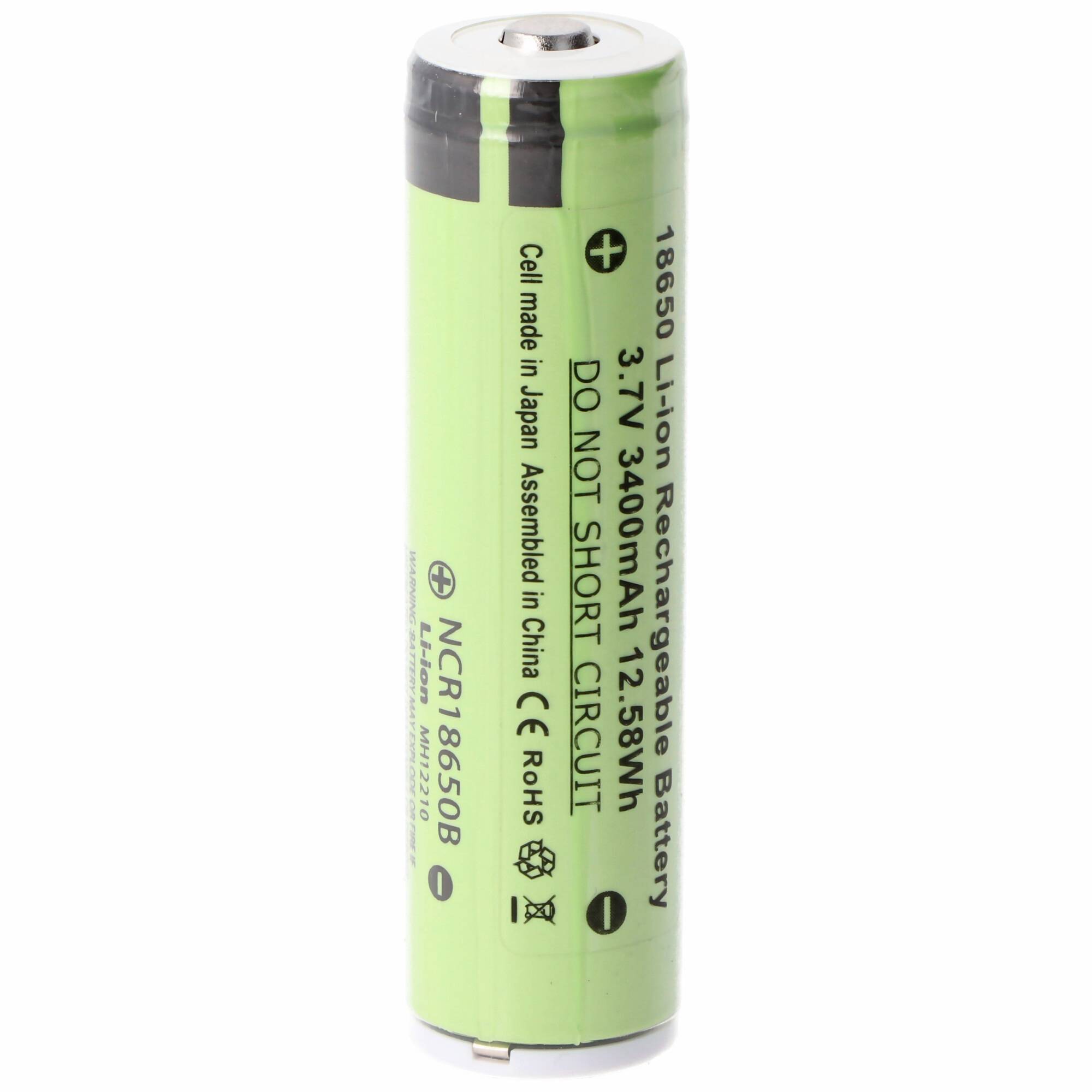 3400mAh Panasonic 18650 Li-Ion Akku mit eigener Schutzschaltung, ca. 69 x 18,61mm beachten