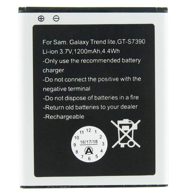 Akku passend für Samsung Galaxy Trend Lite Akku GT-S7390, Abmessungen 60,7 x 50,4 x 4,4mm beachten