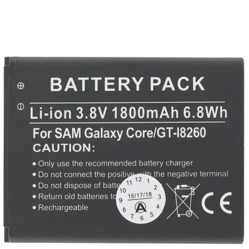 Samsung Galaxy Core, Samsung Galaxy Core Plus, Samsung GT-I8260 Akku als Nachbau Akku von AccuCell Samsung Galaxy Core, Samsung Galaxy Core Plus, Samsung GT-I8260 Akku als Nachbau Akku von AccuCell