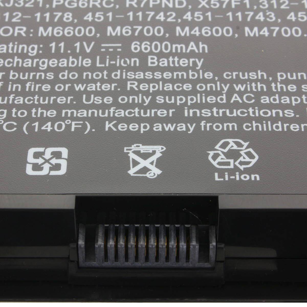 Akku passend für Dell Precision M6600, M6700, 11,1 Volt Li-Ion 6600mAh
