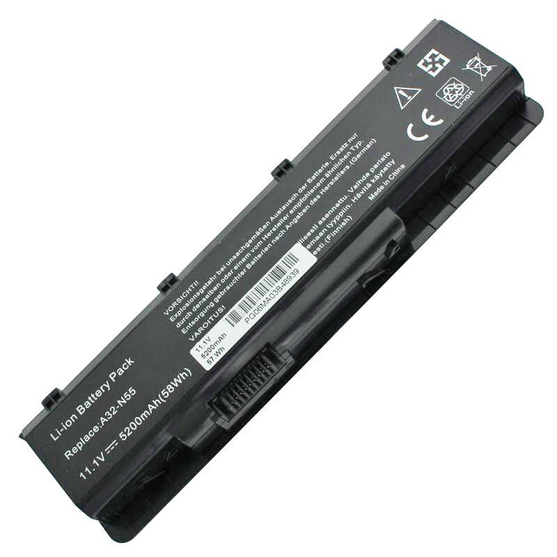 Asus N45, N55, N75 Akku A32-N55 Ersatz-Akku 10,8V mit 5200mAh