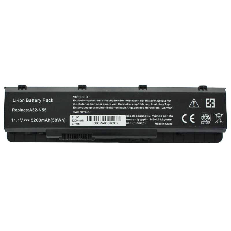 Asus N45, N55, N75 Akku A32-N55 Ersatz-Akku 10,8V mit 5200mAh
