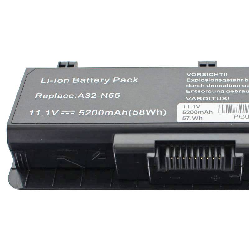 Asus N45, N55, N75 Akku A32-N55 Ersatz-Akku 10,8V mit 5200mAh