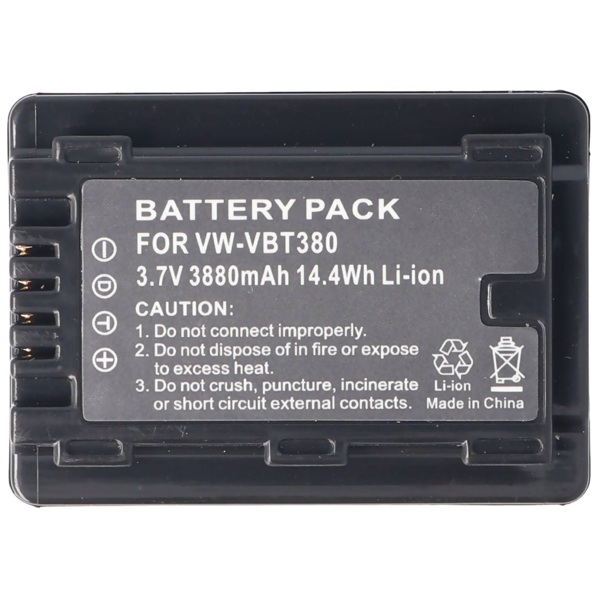 Akku nur passend für den Panasonic HC-V110, HC-V130, HC-V710 Akku VW-VBT380, 3400mAh