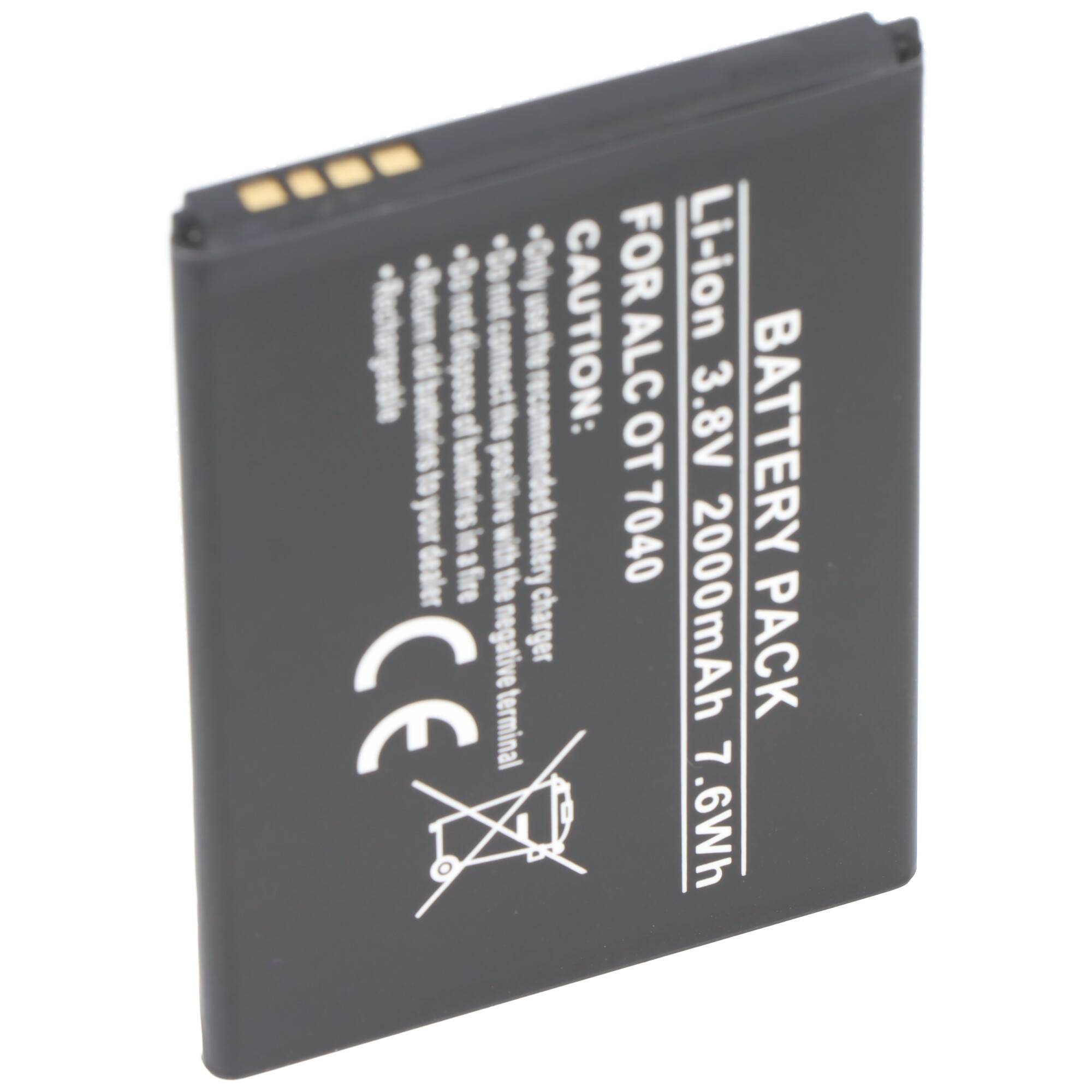 Schwarzes Lithium-Ionen-Batteriepack mit der Bezeichnung „Li-ion 3,8 V 2000 mAh 7,6 Wh
