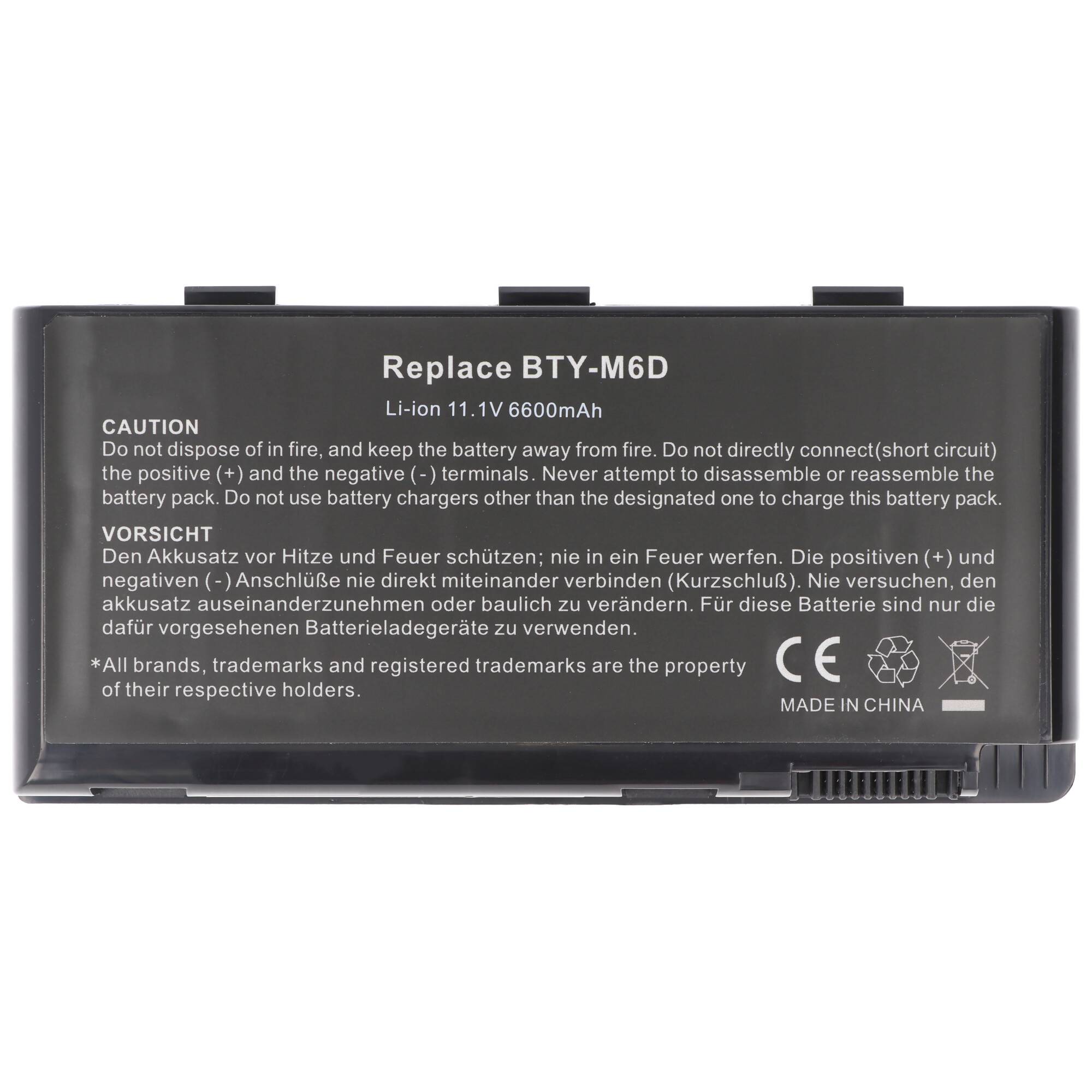 BTY-M6D Ersatz-Akku für MD97625, MEDION MD97654, Erazer X6813, MSI E6603
