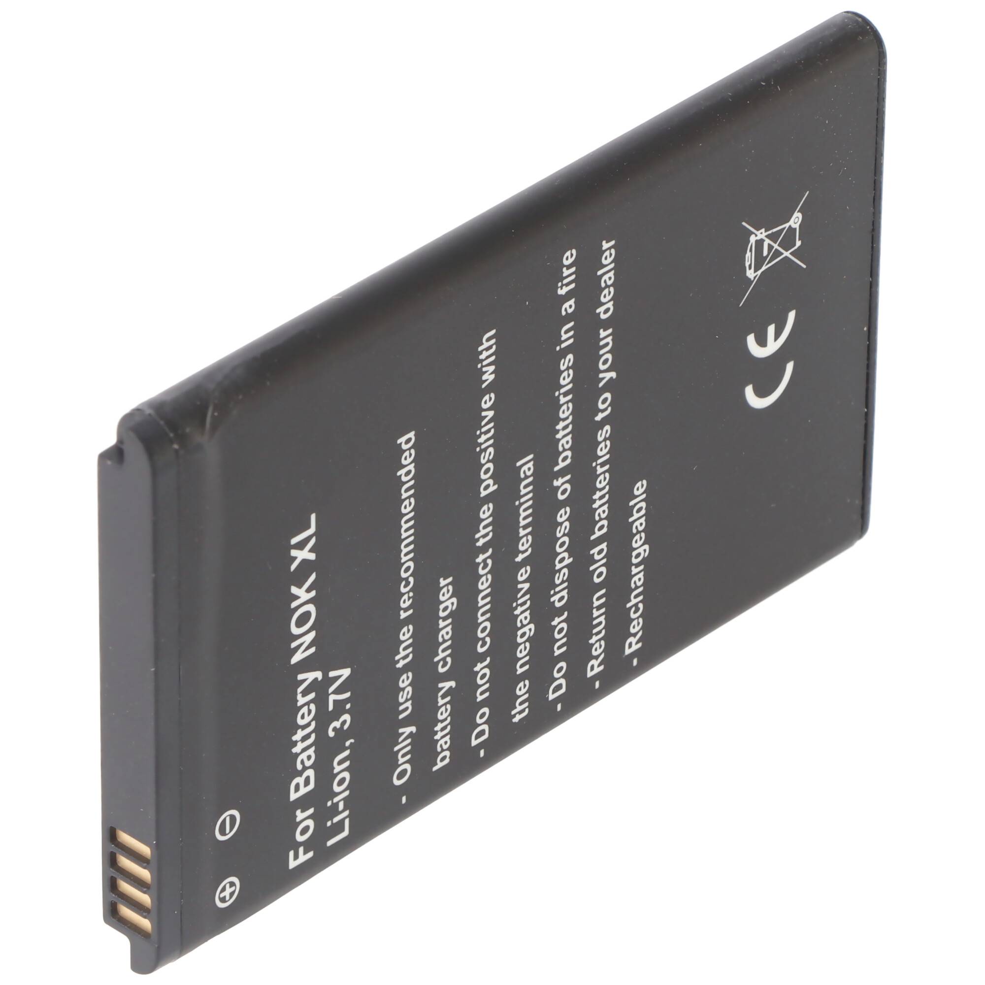 Akku passend für Nokia XL, Nokia BN-02 3,7 Volt 1700mAh, Abmessungen: ca. 72,2 x 45,2 x 5,5,mm, Gewicht: 37,65 Gramm