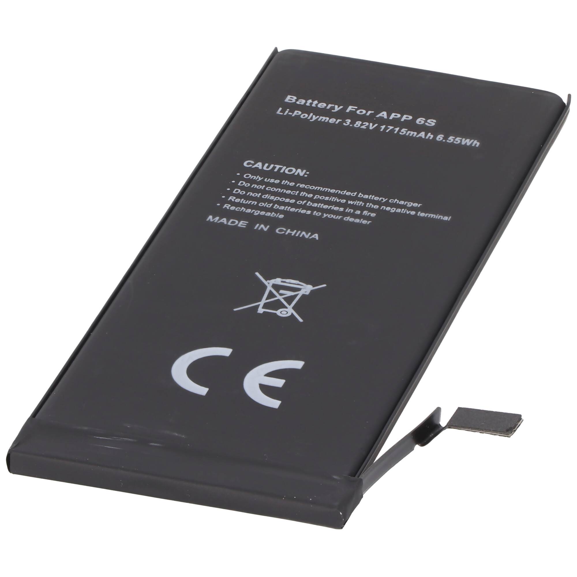 Schwarzer Ersatz-Smartphone-Akku mit der Aufschrift „Battery For APP 6S