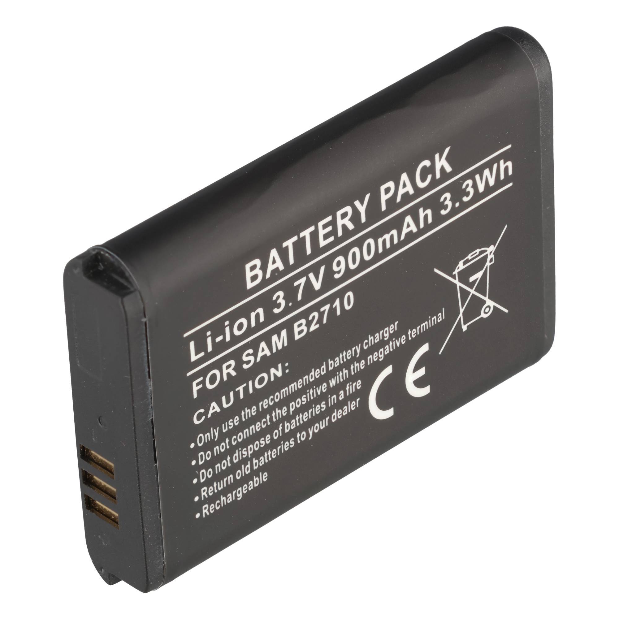 Schwarzes wiederaufladbares Lithium-Ionen-Akkupack mit der Bezeichnung „Li-ion 3,7V 900mAh 3,3Wh