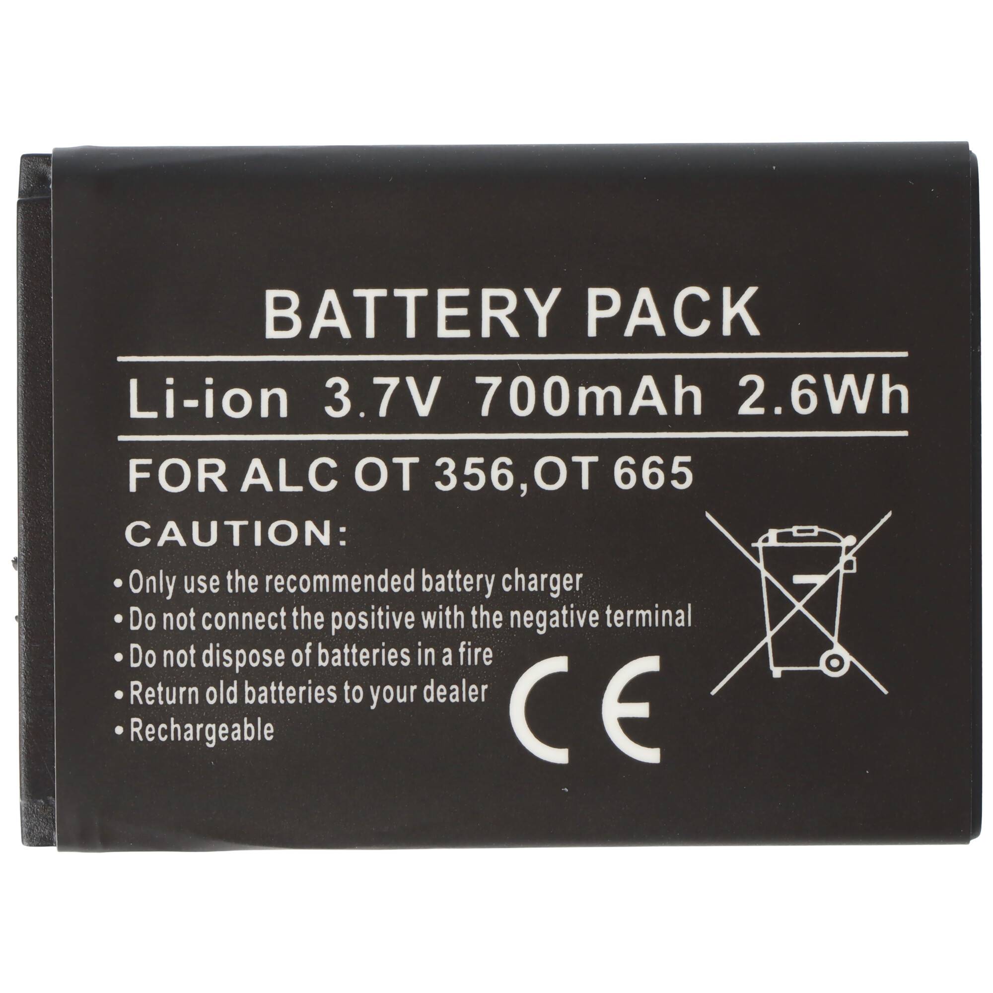 AccuCell Akku passend für Alcatel One Touch 356, 665, 665x, 46,9 x 33,9 x 4,6mm