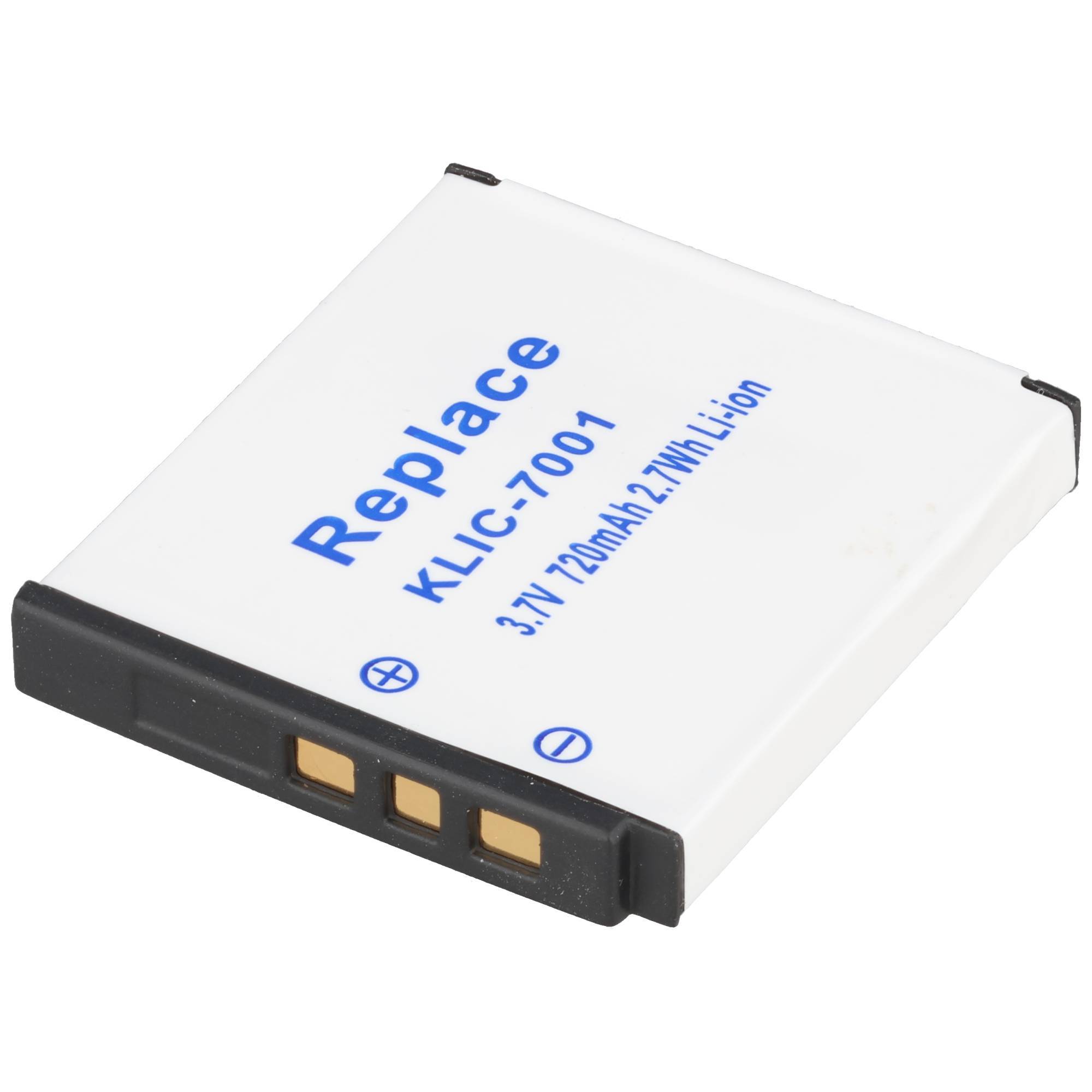 Weiß Austausch KLIC-7001 wiederaufladbarer Lithium-Ionen-Kamerabatterie mit 3,7V 720mAh-Etikett und Metallkontakten