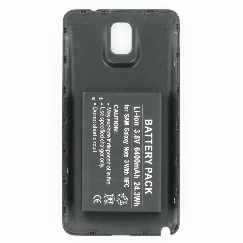 Samsung Galaxy Note 3, B800BE, B800BU Ersatz-Akku 6400mAh mit schwarzem Gehäuse ohne NFC