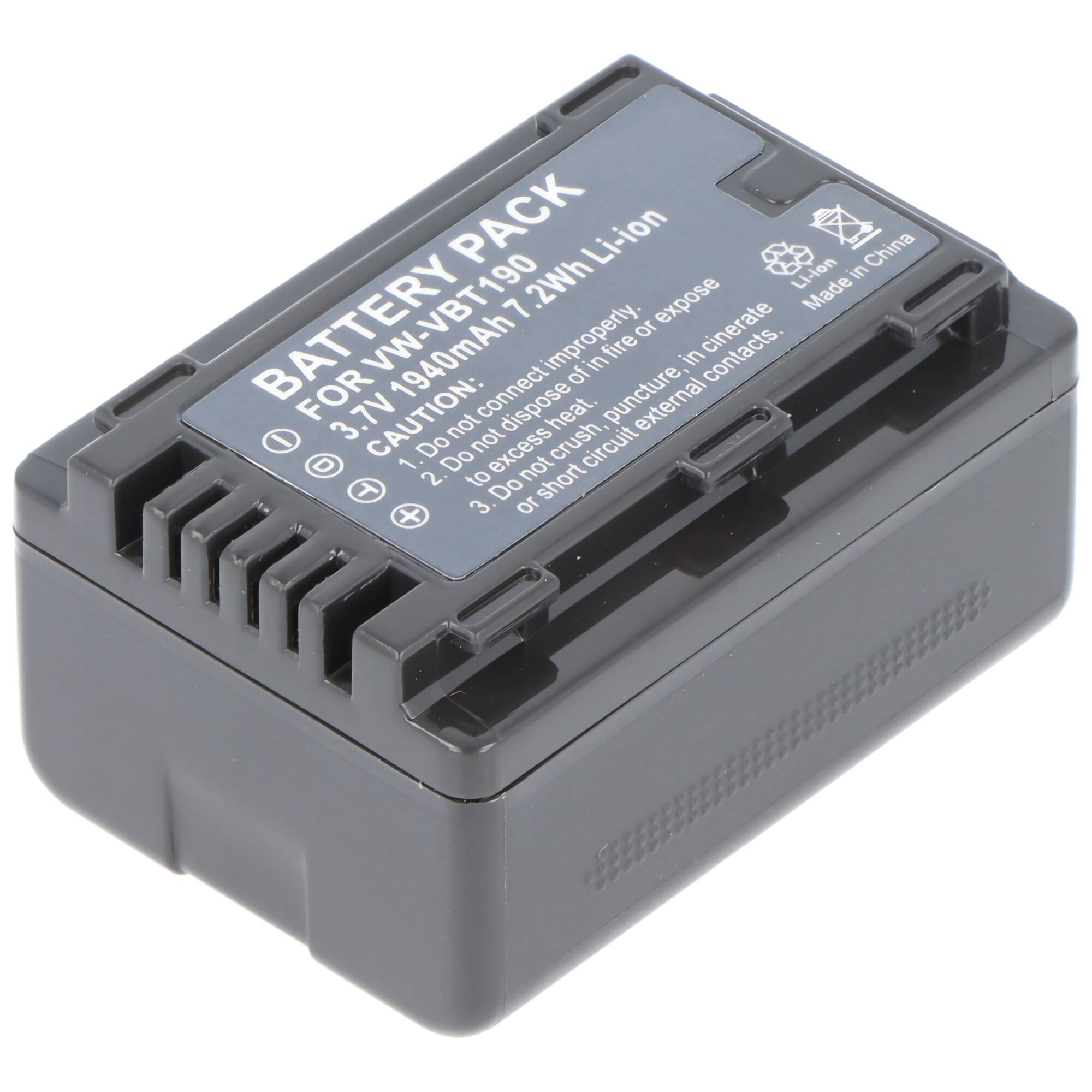 Akku passend für den Panasonic VW-VBT190 Li-Ion Akku 1500mAh, decoded VW-VBT190E-K, VW-VBT190