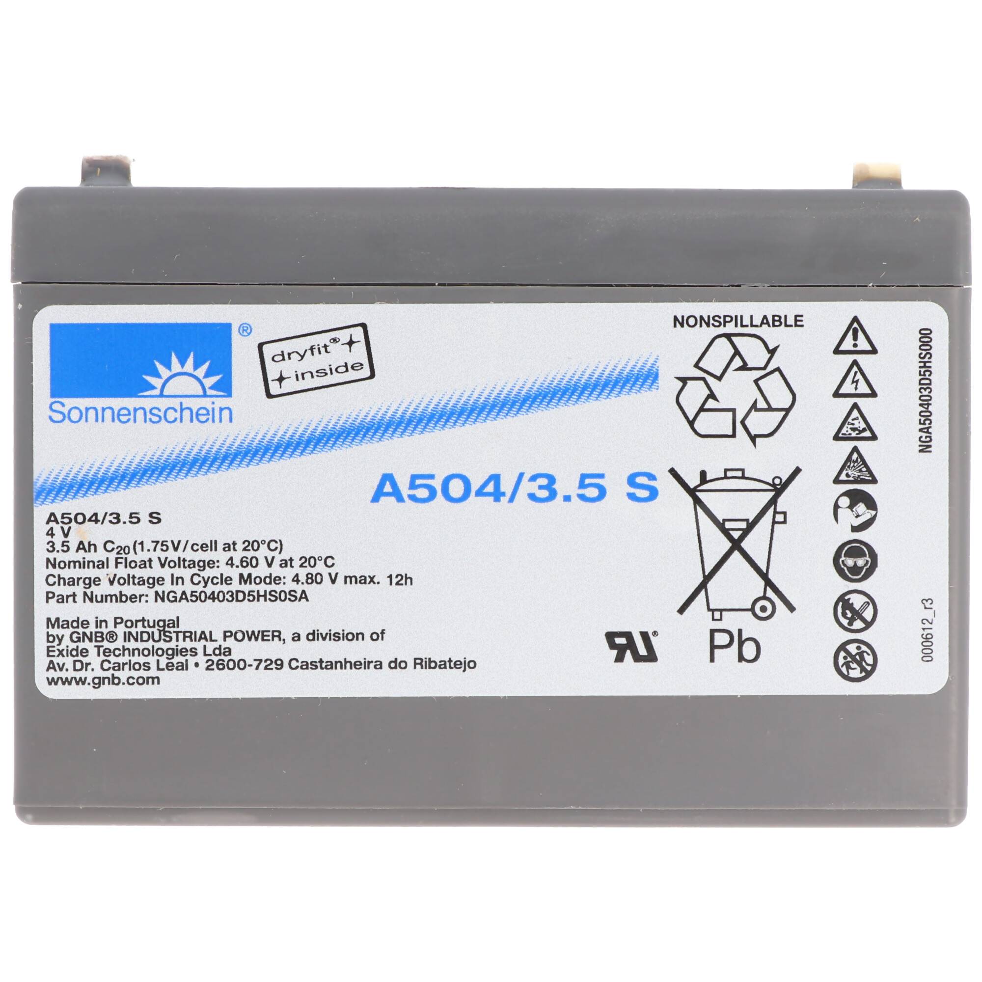 Sonnenschein Dryfit A504/3.5 S PB Blei-Akku Anschluss 4,8mm