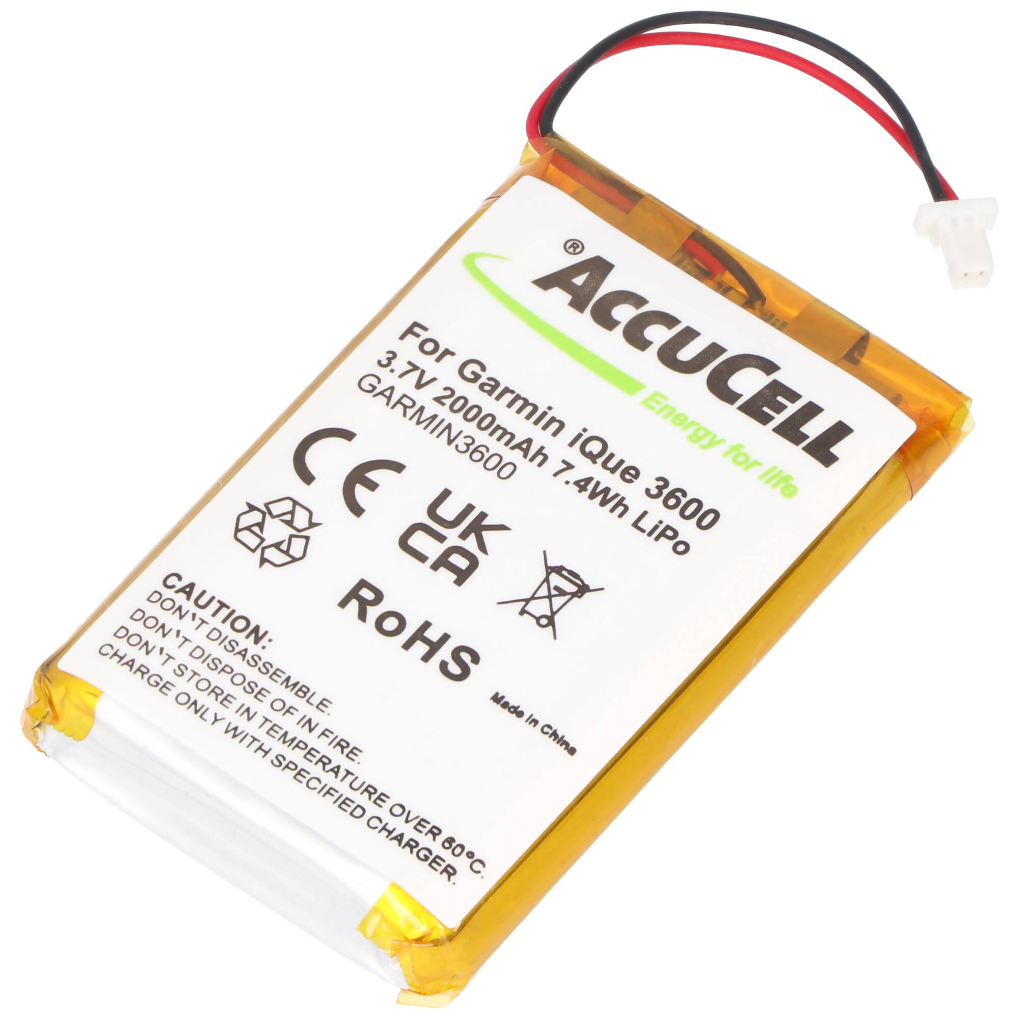 AccuCell Akku passend für Garmin iQue 3200, 2000mAh extended