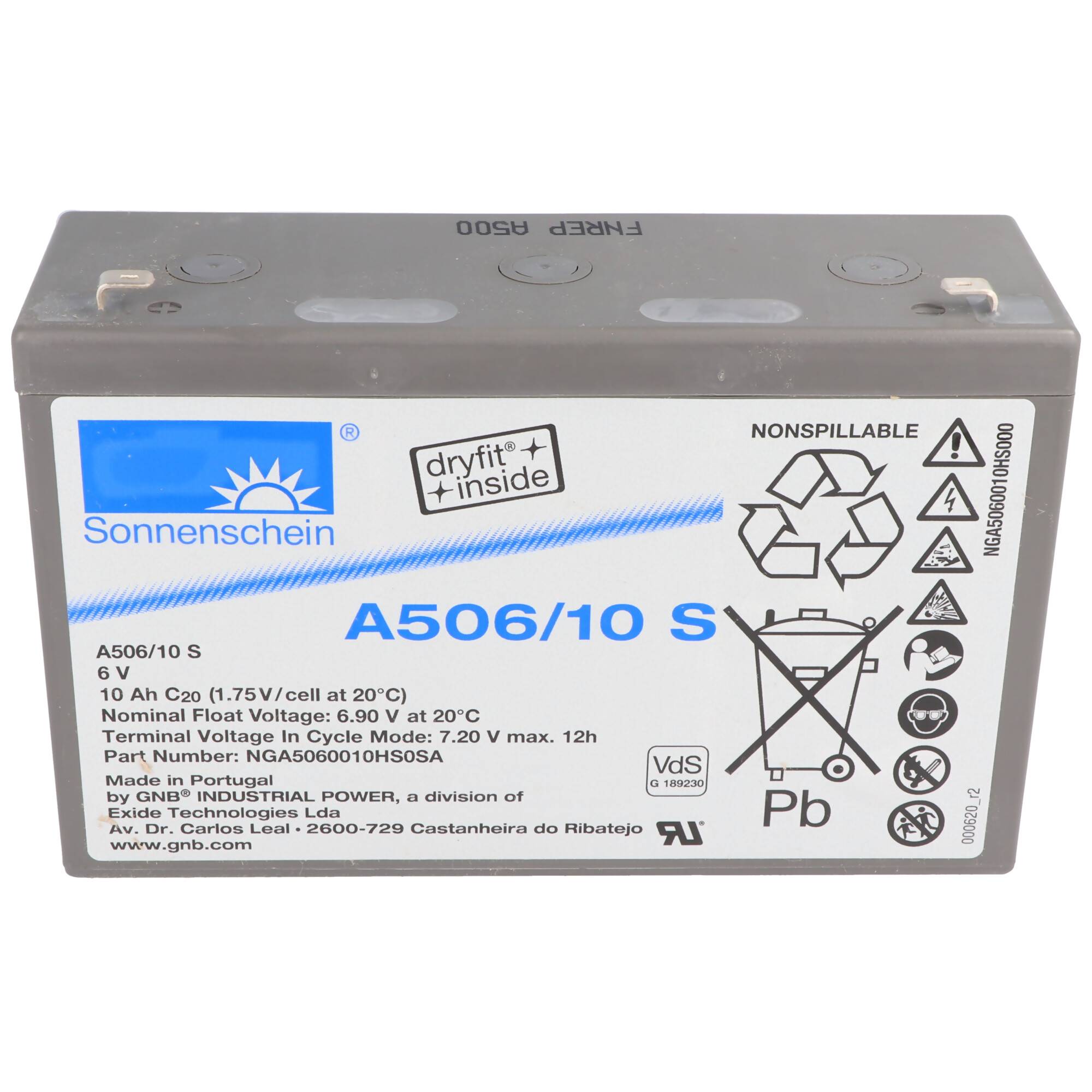 Sonnenschein Dryfit A506/10 S Blei Akku, Anschluss 4,8mm, VDS G