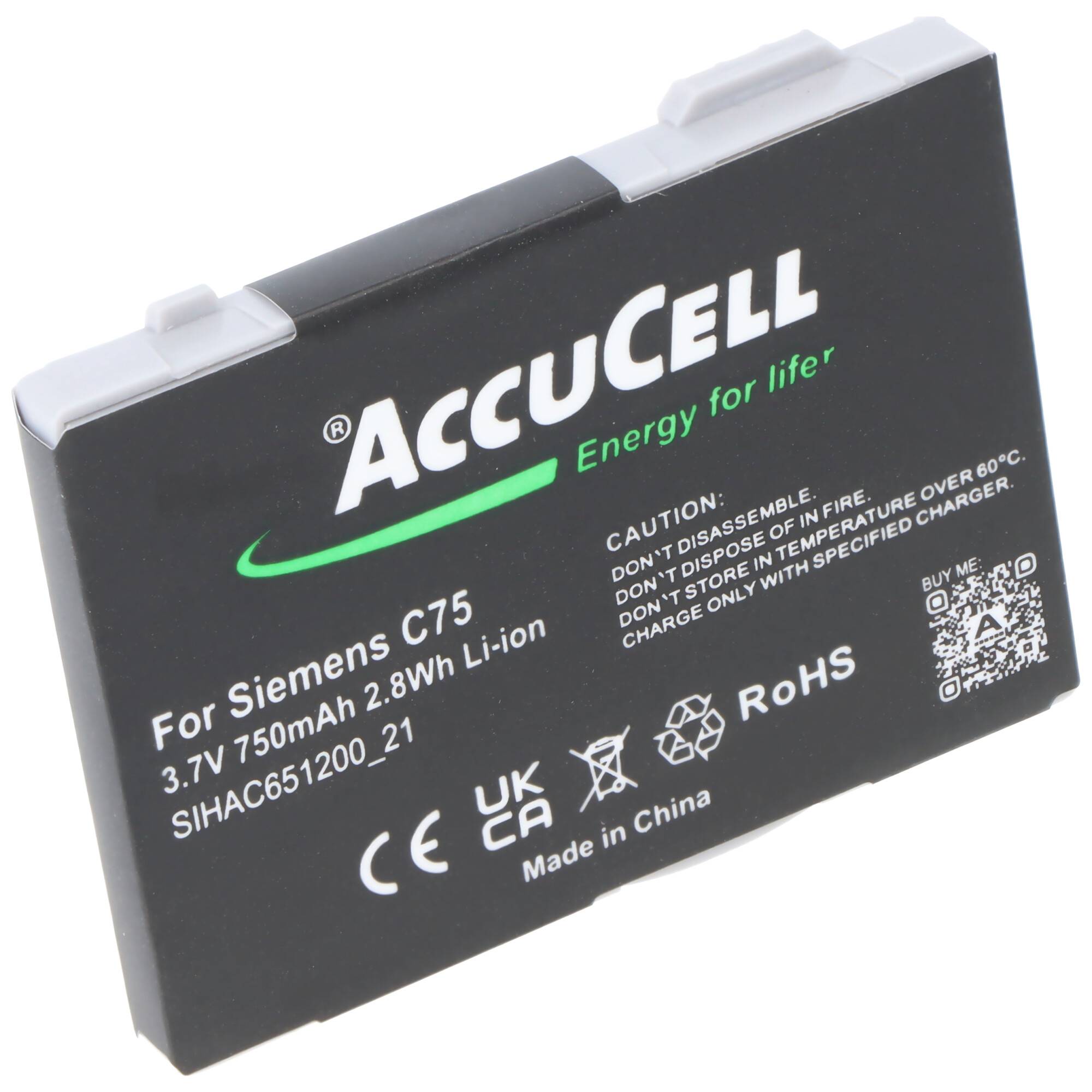 AccuCell Akku passend für Siemens C75, 750mAh