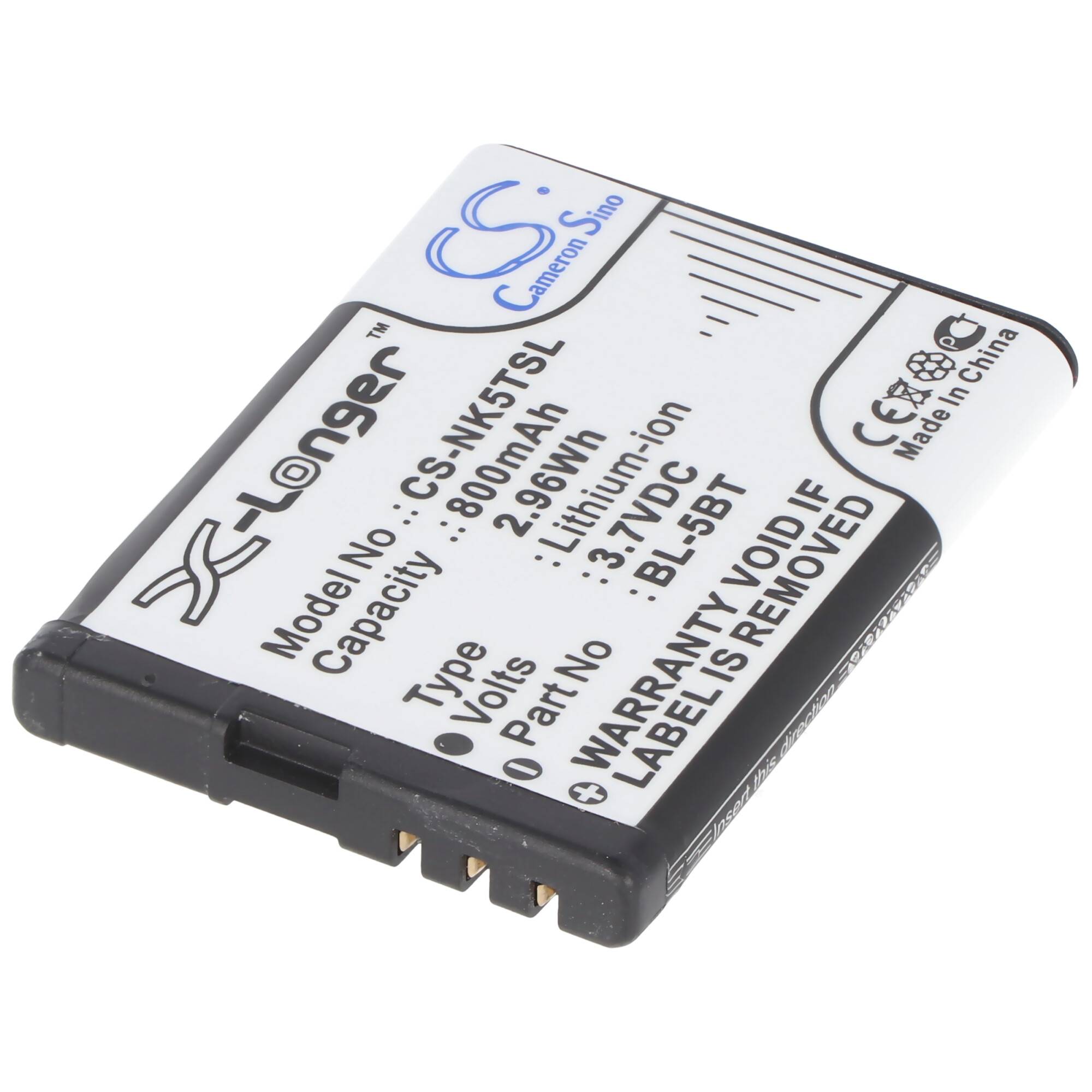 BL-5BT Akku für Nokia 2600 Classic, Nokia 7510, nicht Original 800mAh 3,0 Wh