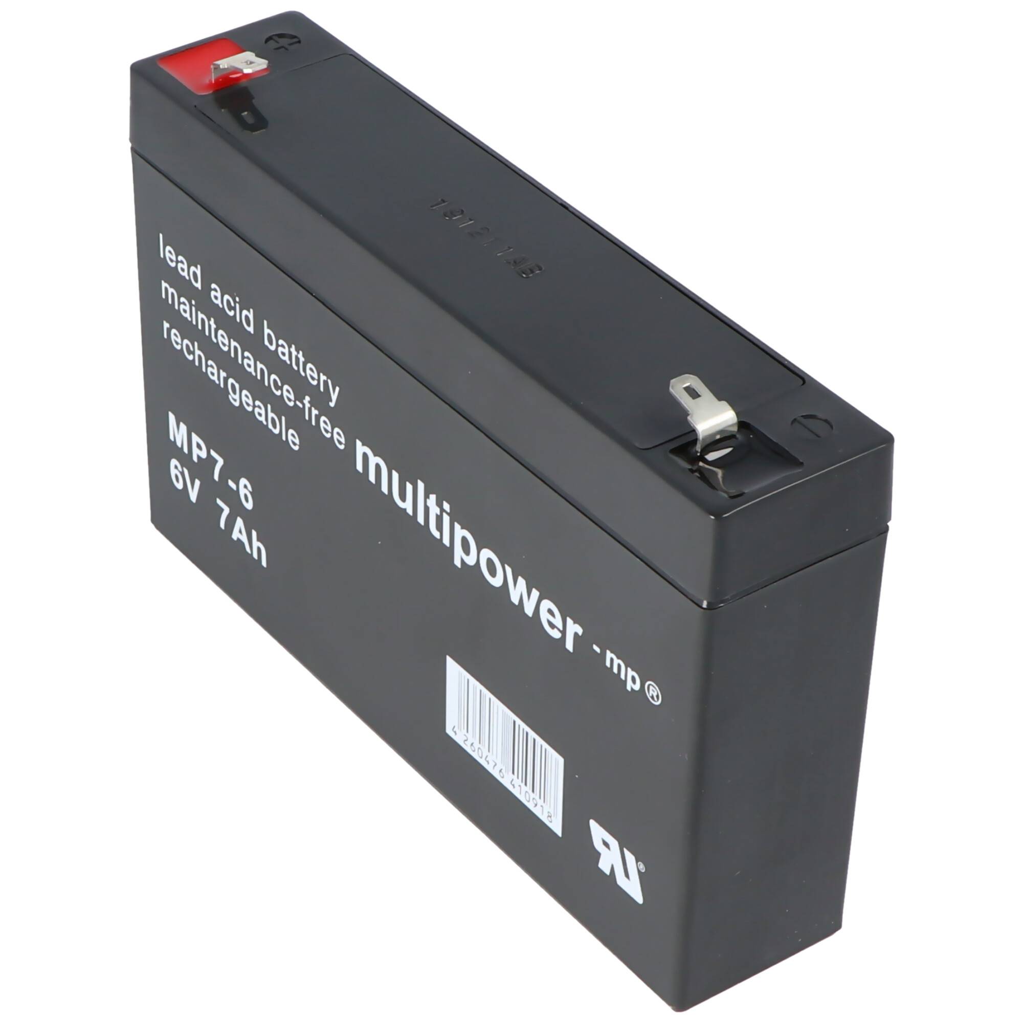 Multipower MP7-6 Blei Akku 6 Volt, 7000mAh mit Faston 4,8mm, 151x34x94mm