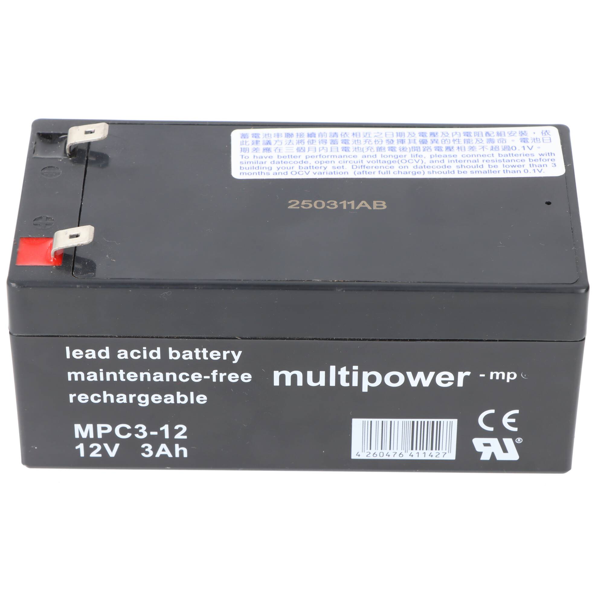 Schwarze versiegelte Blei-Säure-Wiederaufladbare Batterie mit der Bezeichnung „multipower