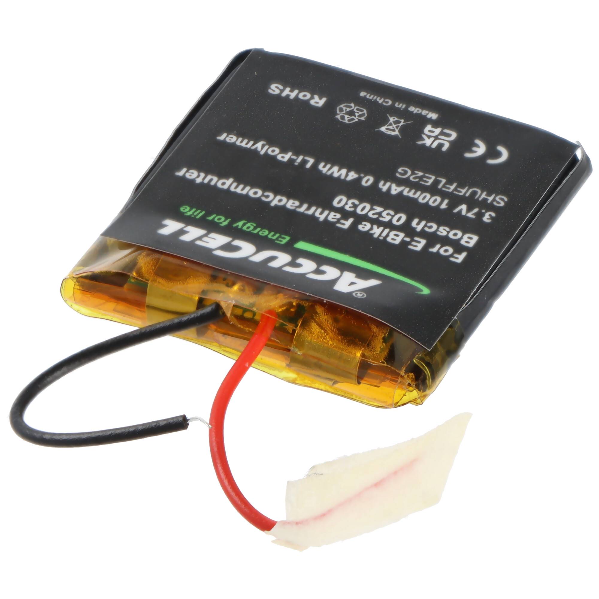 100mAh Akku passend für den E-Bike Fahrradcomputer Bosch 052030 Akku 502030 3,7 Volt 100mAh, Abmessungen ca. 22 x 22 x 3