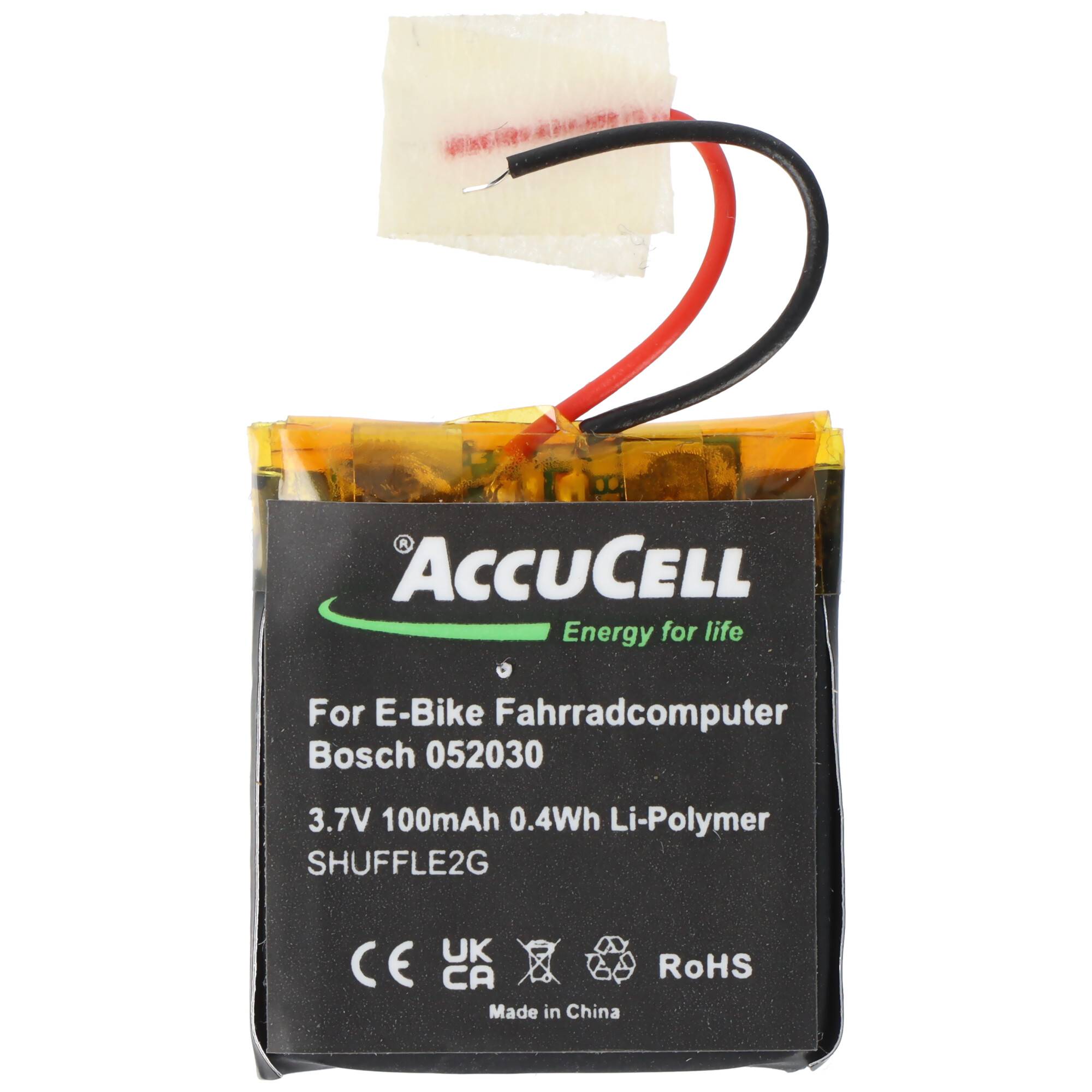 100mAh Akku passend für den E-Bike Fahrradcomputer Bosch 052030 Akku 502030 3,7 Volt 100mAh, Abmessungen ca. 22 x 22 x 3