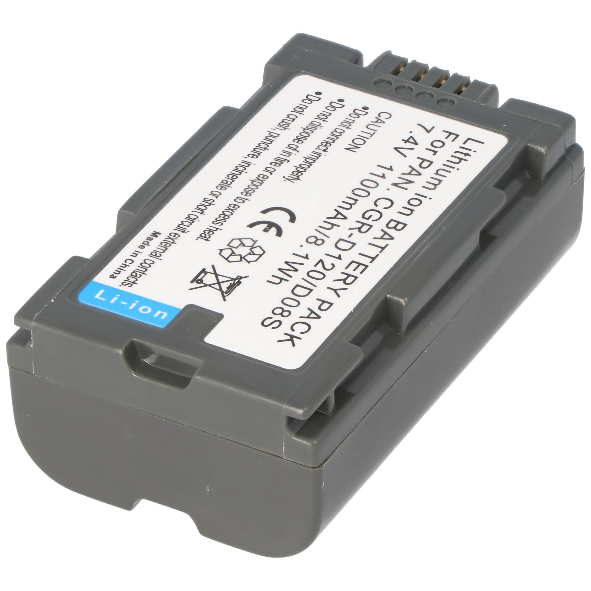 Akku passend für Panasonic CGR-D120, CGR-D08S, DZ-BP16, VSB0418, CGP-D110, CGR-D08A/1B, CGR-D08SE/1B, DZ-BP14, CGR-D120E