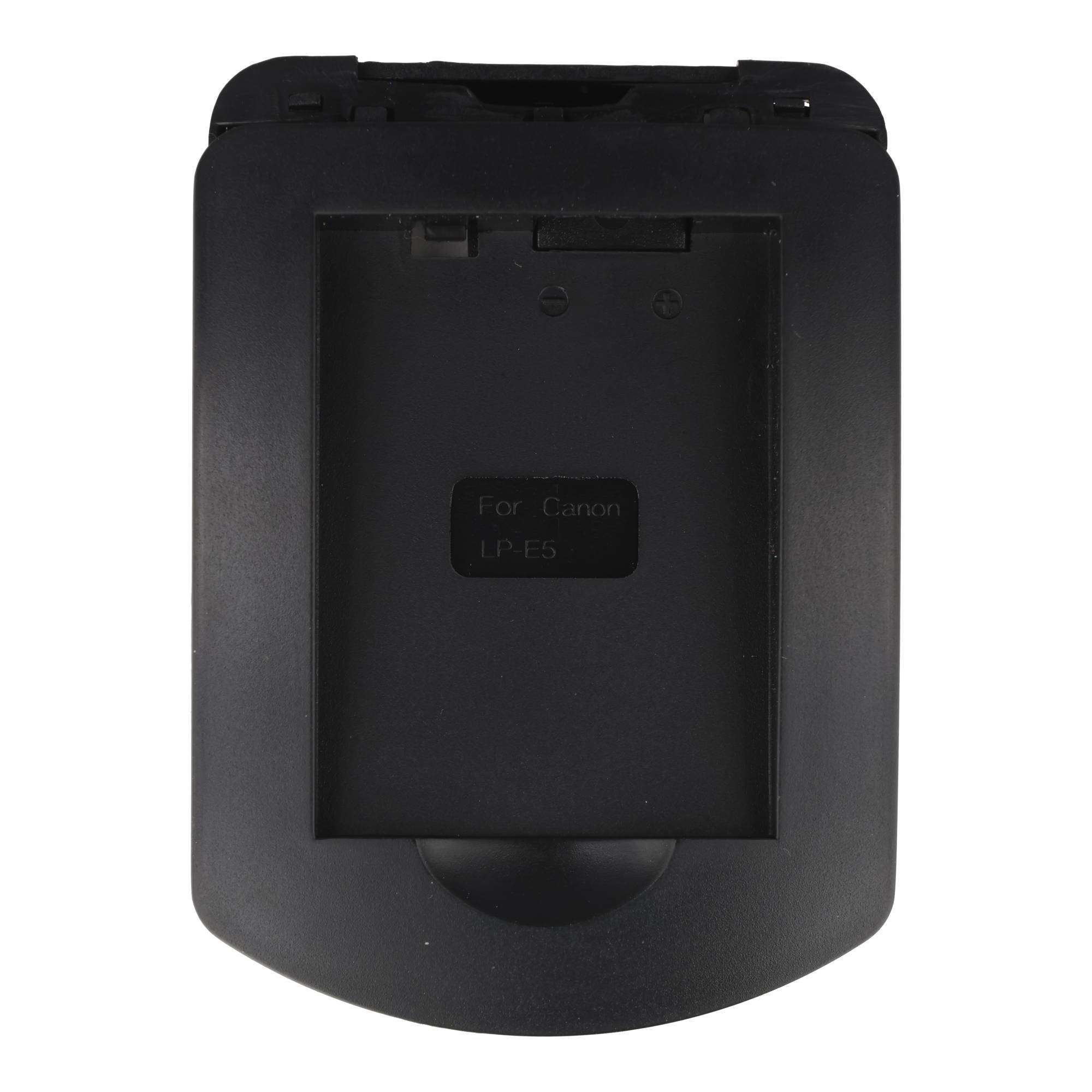 Schwarzes Canon LP-E8 Kamerabatterieladegerät oder Batterieplatine auf weißem Hintergrund.