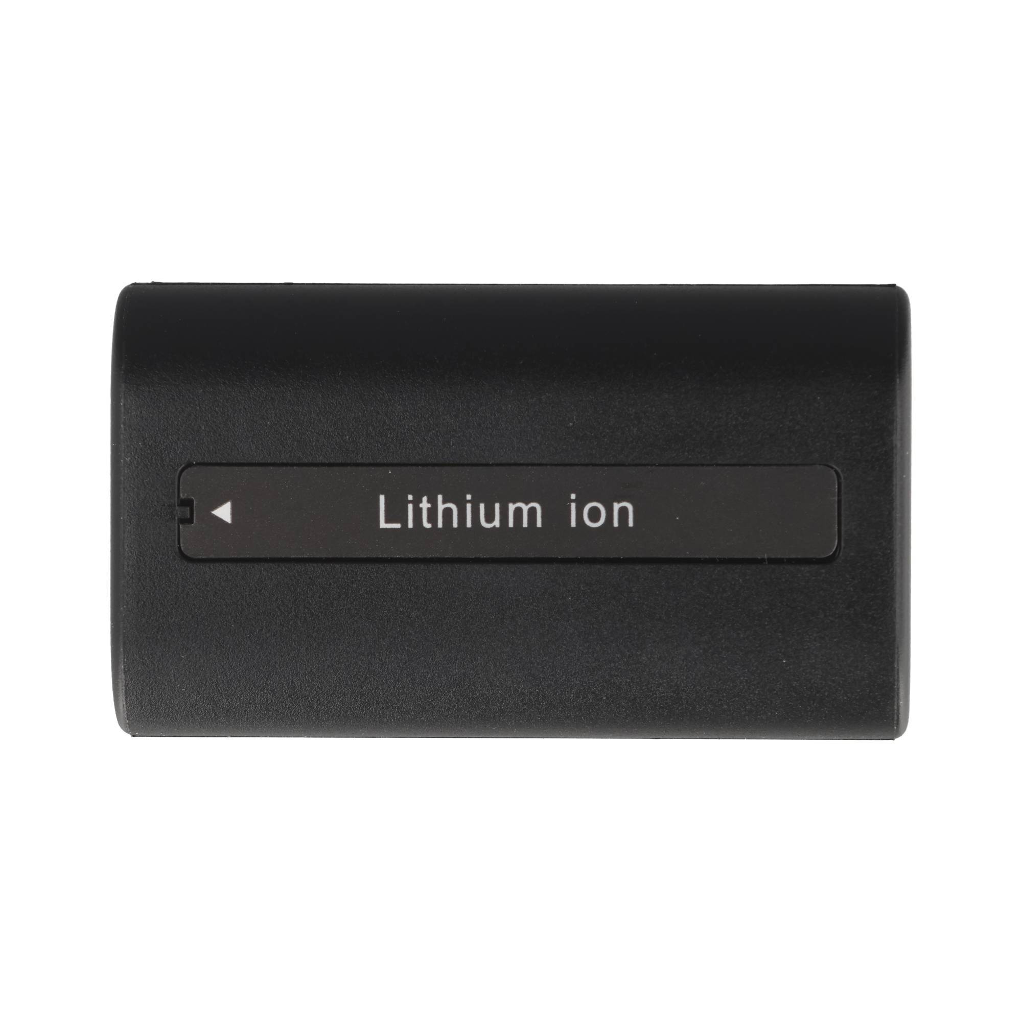 Schwarzes Lithium-Ionen-Batteriepaket auf weißem Hintergrund, mit der Bezeichnung „Lithium-Ion
