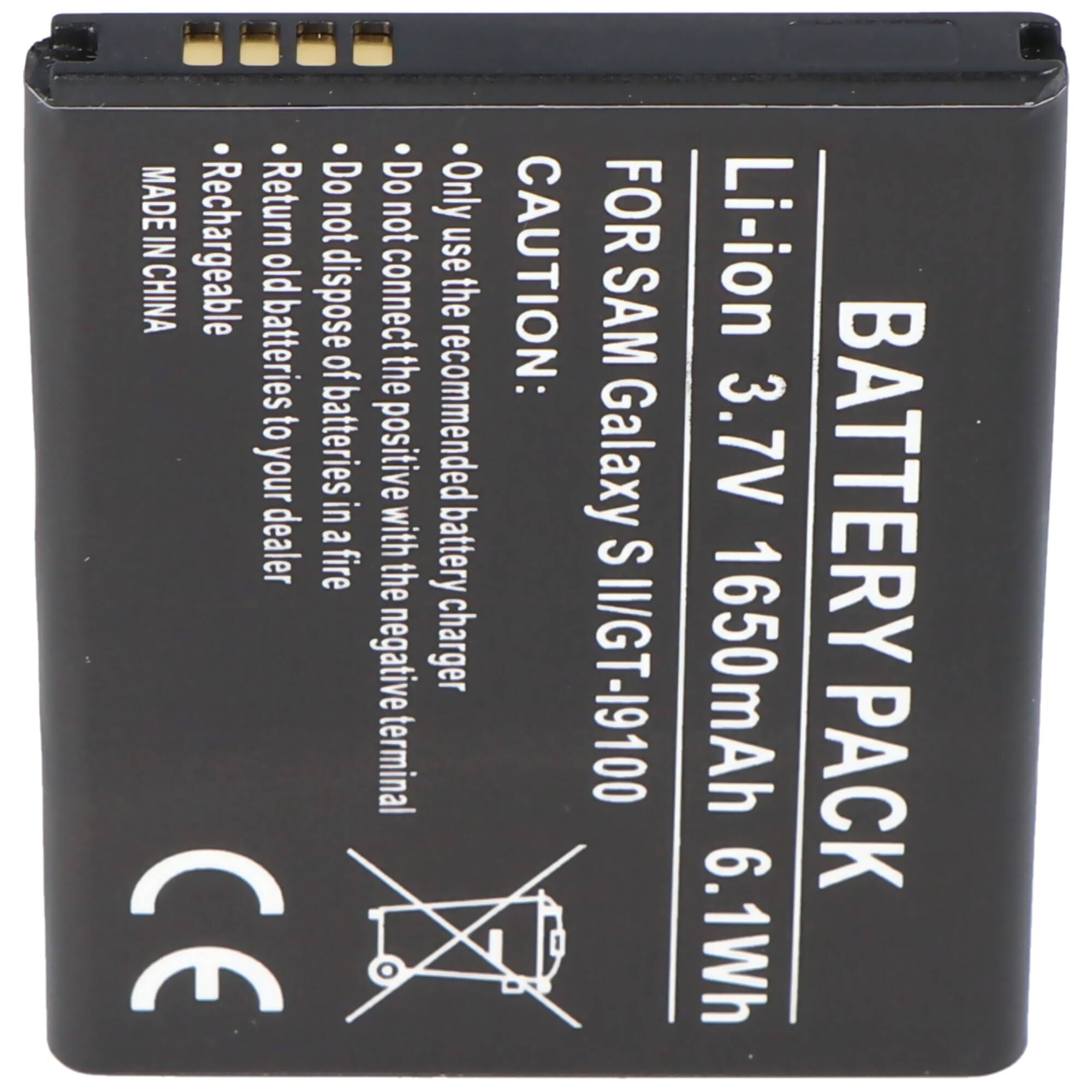 Akku passend für Samsung Galaxy S II I9100, EB-F1A2GBU, 1650mAh Li-Ion Akku