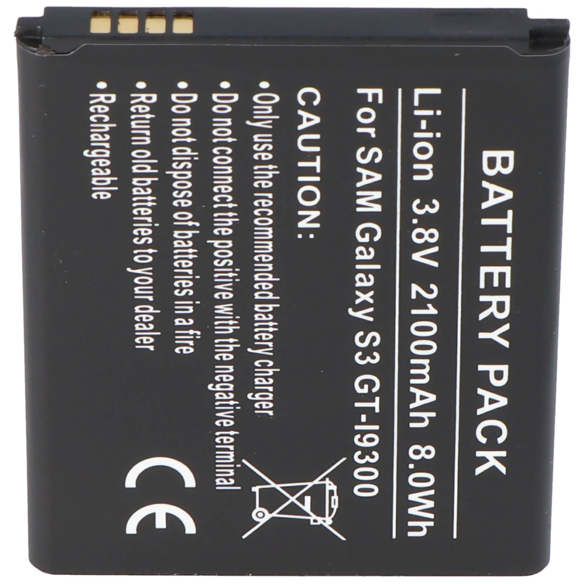 Akku passend für Samsung Galaxy S III, Samsung GT-I9300, EB-L1G6LLUC mit 2100mAh