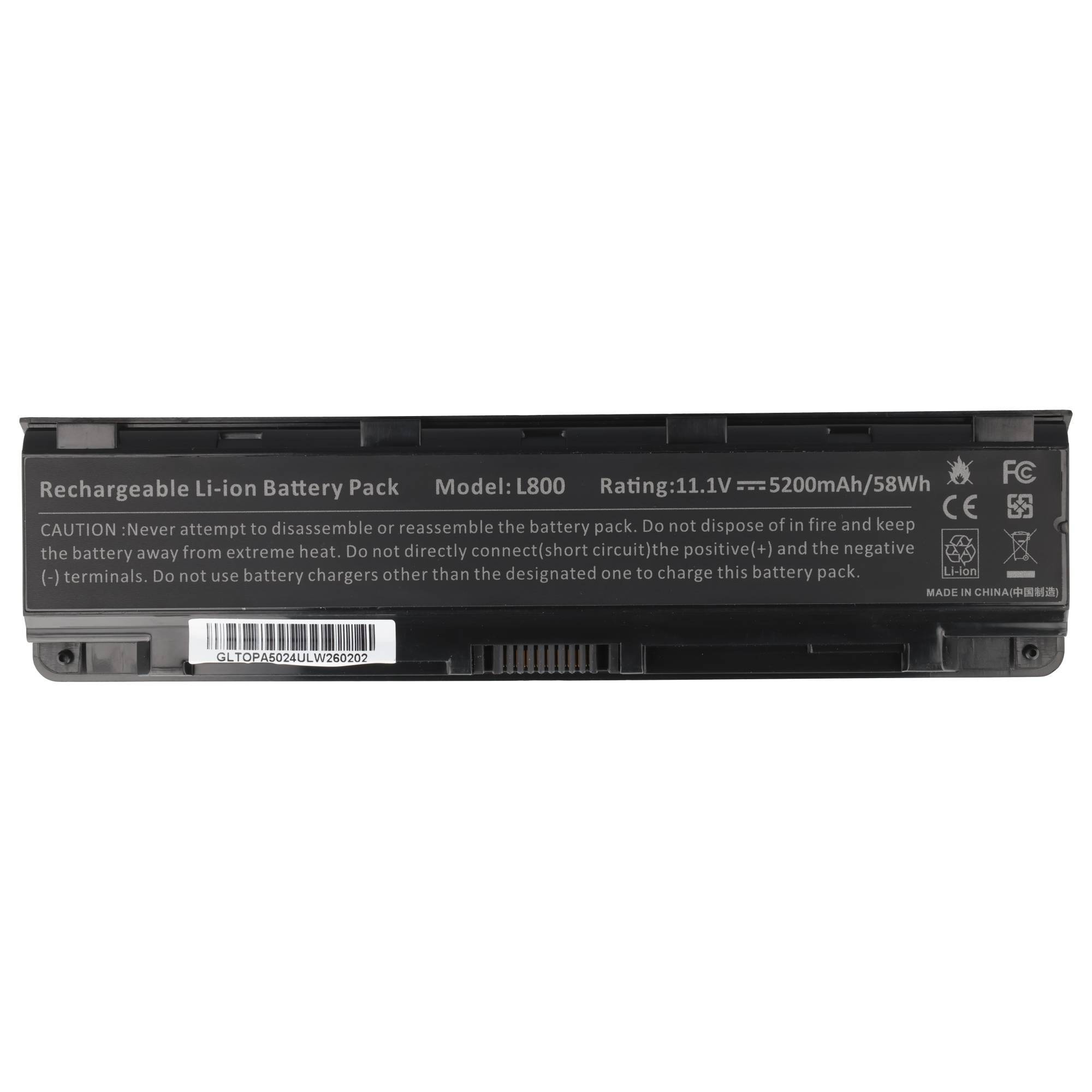 Schwarzes wiederaufladbares Li-Ionen-Laptop-Akku-Set mit Modellbezeichnung L800, 11,1V, 5200mAh/58Wh